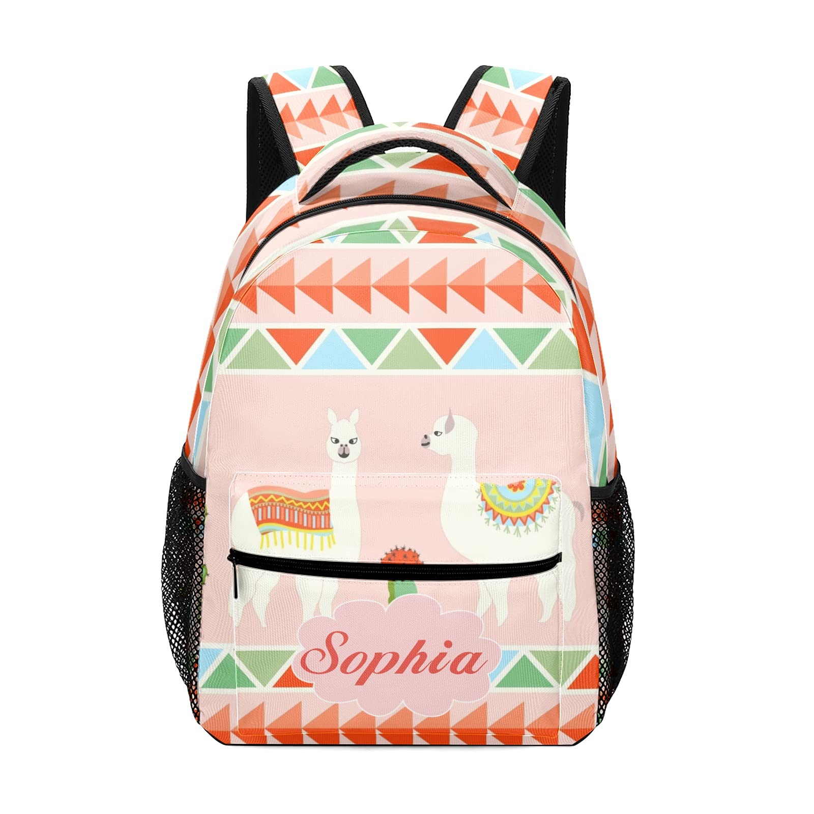 Personalized Cute Llama Cactus & Flower Backpack - Custom Name Waterproof School Bag, Travel Daypack for Men & Women - Perfect Gift for Students, Hiking & Daily Use
