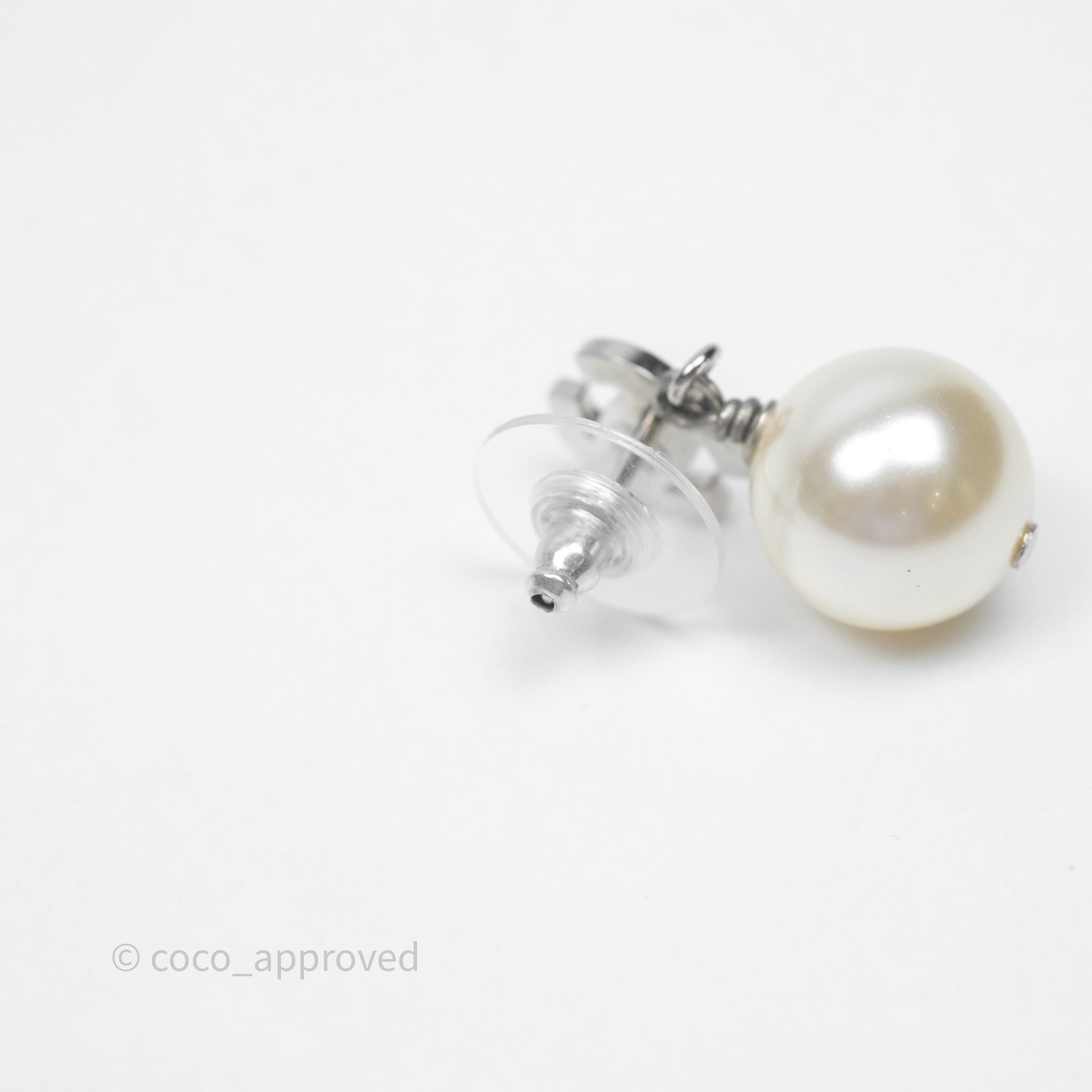 Chanel CC Crystal Pearl Drop Earrings - Silver Tone 19V - Elegant Women's Jewelry for Parties, Weddings & Special Occasions