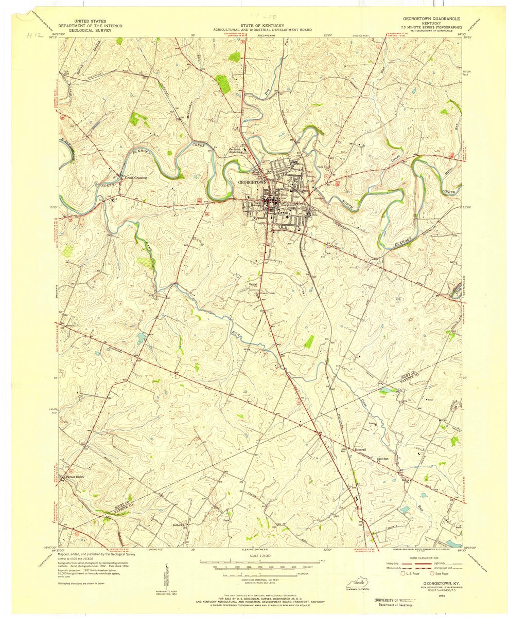 1954 Georgetown KY USGS Historical Topographic Map - Vintage Wall Art Decor 35x44 Inches - Perfect for Home Office, Living Room & Gift for Map Lovers