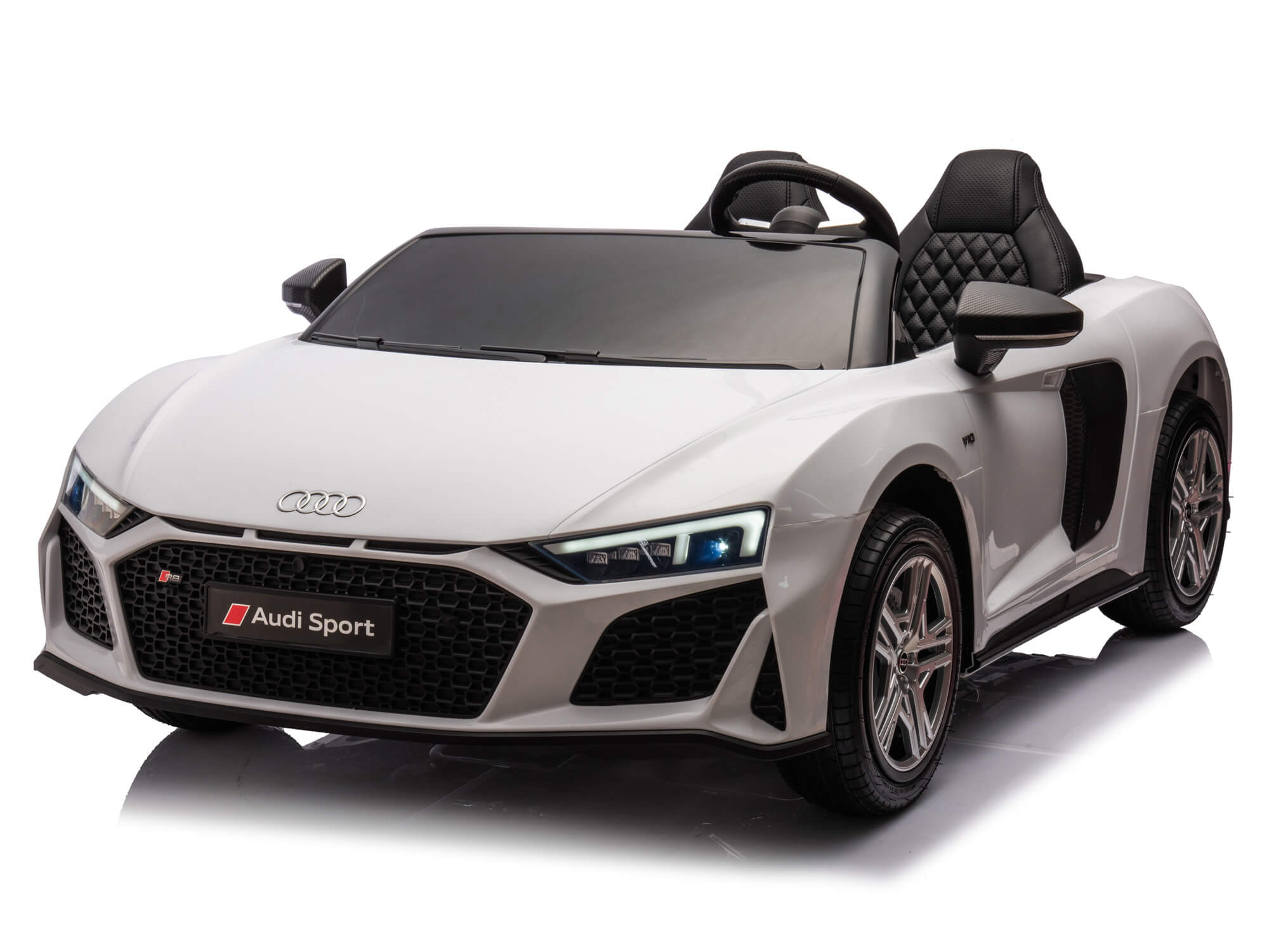 24V Audi R8 Spyder 2 Seater Electric Ride-On Car for Kids - White | Remote Control & Parental Speed Control | Perfect for Birthday Gifts & Outdoor Play