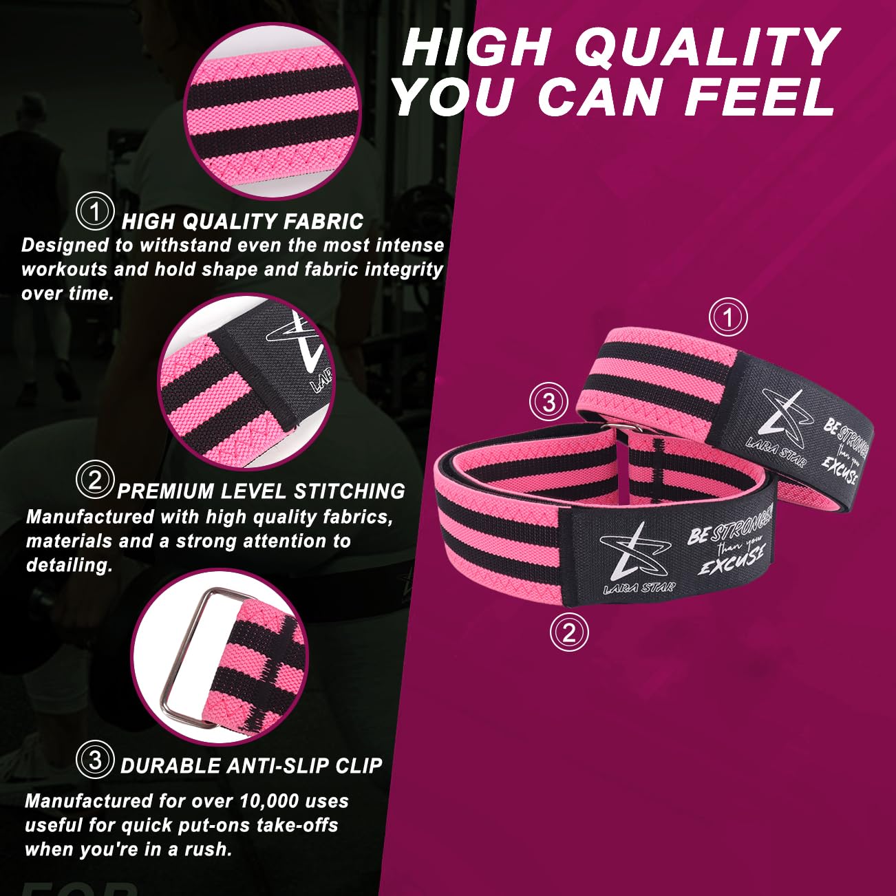 BFR Occlusion Bands for Women - Blood Flow Restriction Training Bands for Legs, Glutes & Hip Building - Best Fabric Resistance Bands for Squats, Butt & Thigh Workouts - Perfect for Home Gym, Fitness Training & Muscle Recovery