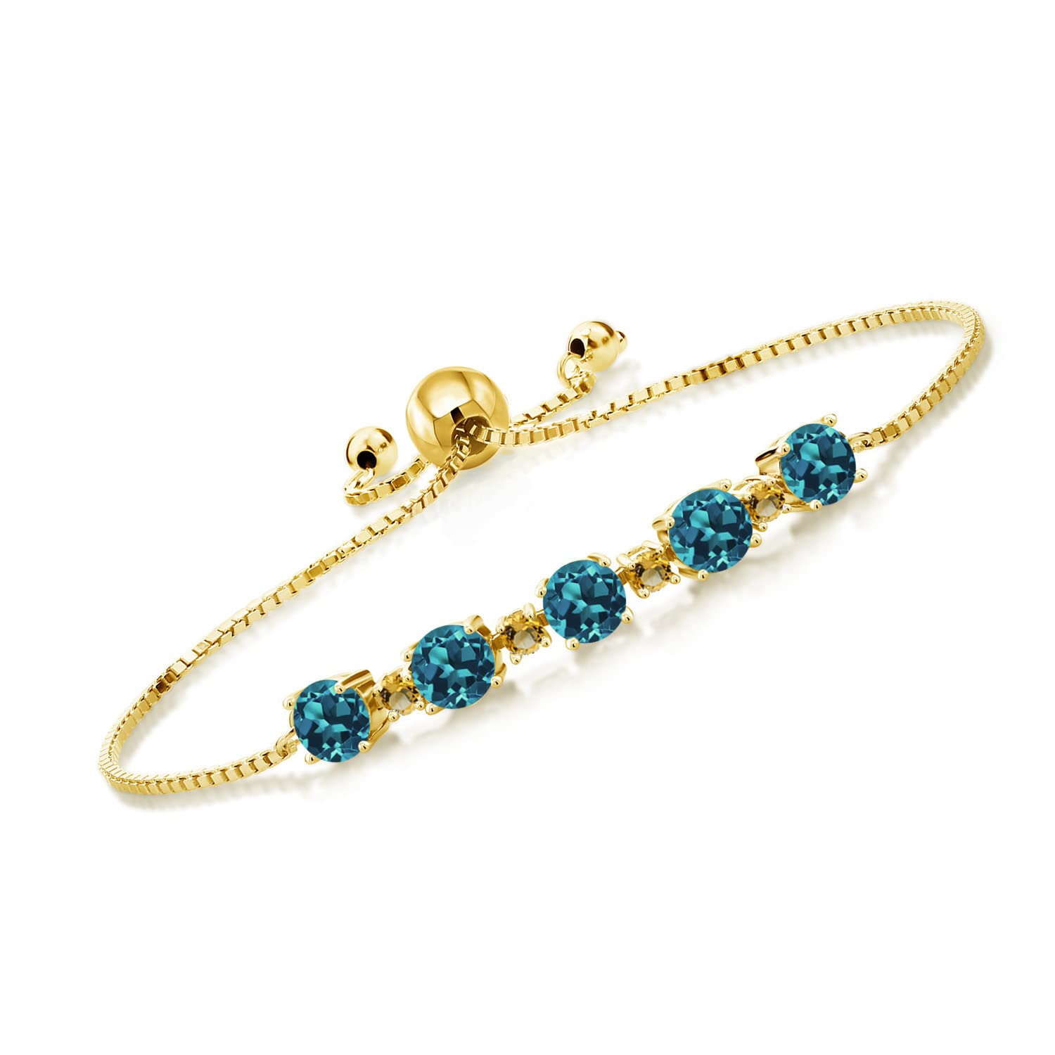 3.78 Ct London Blue Topaz & Yellow Citrine 18K Gold Plated Silver Tennis Bracelet for Women - Elegant Jewelry Gift for Birthday, Anniversary & Special Occasions