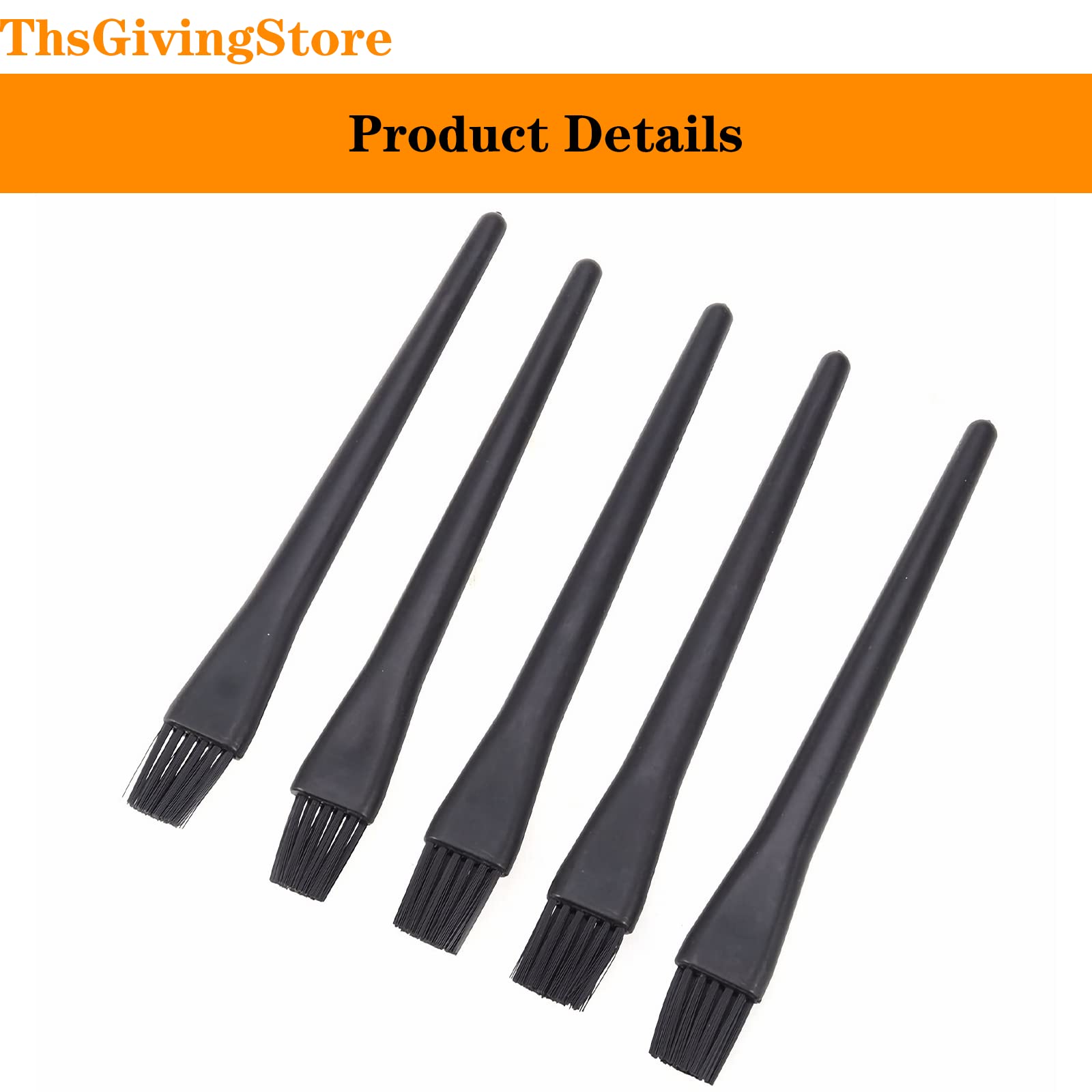 5PCS Keyboard Cleaning Brush Kit with Round Handle - Small Portable Cleaning Brushes for Computer, Laptop, Electronics & Camera (Black) - Perfect for Office, Home & Travel Use