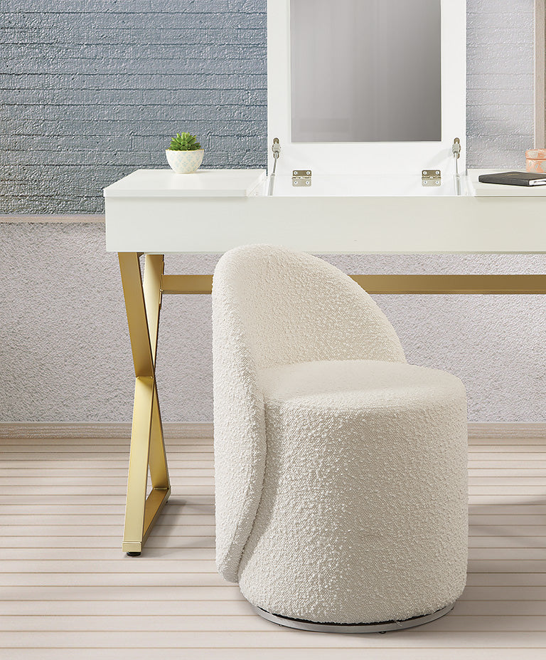 Office Star Lystra Swivel Vanity Chair with Padded Seat - Modern Makeup Dressing Stool for Bedroom, Bathroom & Salon (LYSAS) - Perfect for Vanity Tables, Dressing Rooms & Beauty Stations
