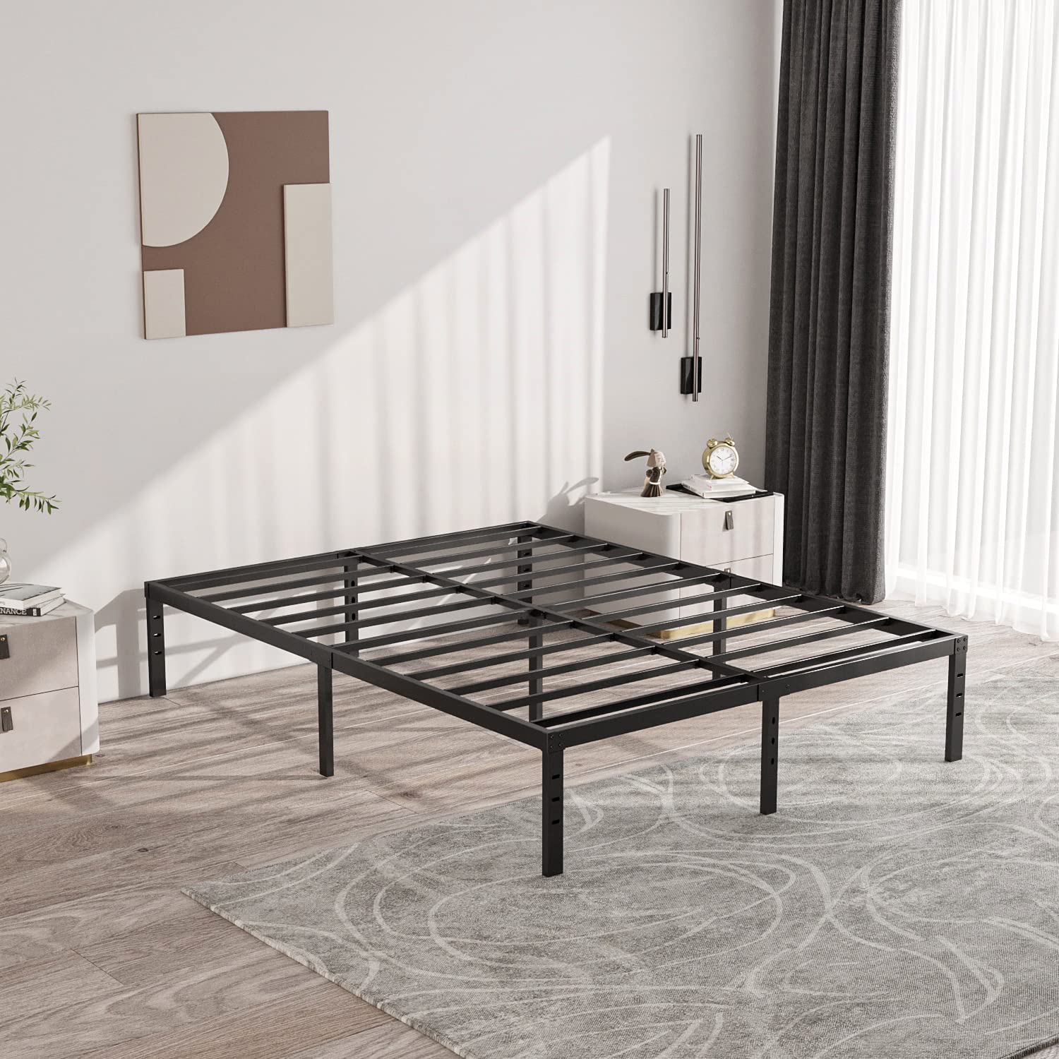 **ZIYOO California King Bed Frame - Heavy Duty 3500lbs Steel Slat, 14