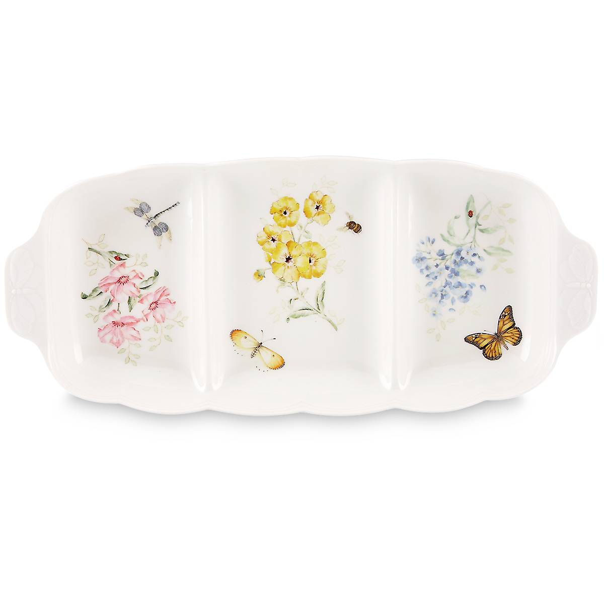 Butterfly Meadow Divided Serving Dish - Elegant Appetizer Platter for Charcuterie, Cheese & Party Snacks - Perfect for Entertaining, Bridal Showers & Holiday Gatherings