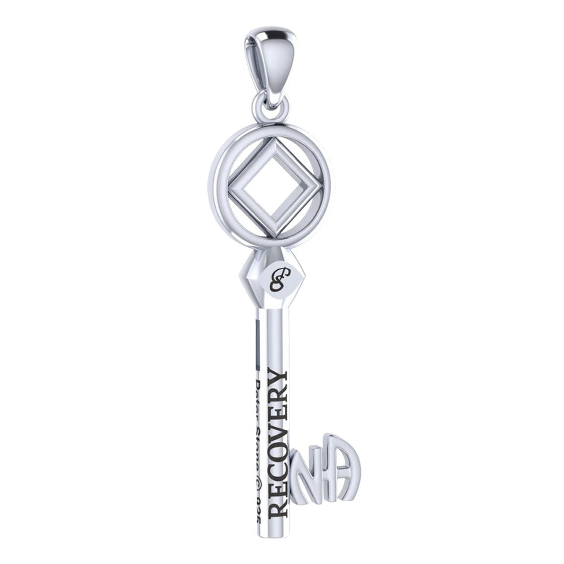 AA or NA Symbol Sterling Silver Encouragement Recovery Key Pendant - Perfect for 12-Step Meetings & Sobriety Gifts