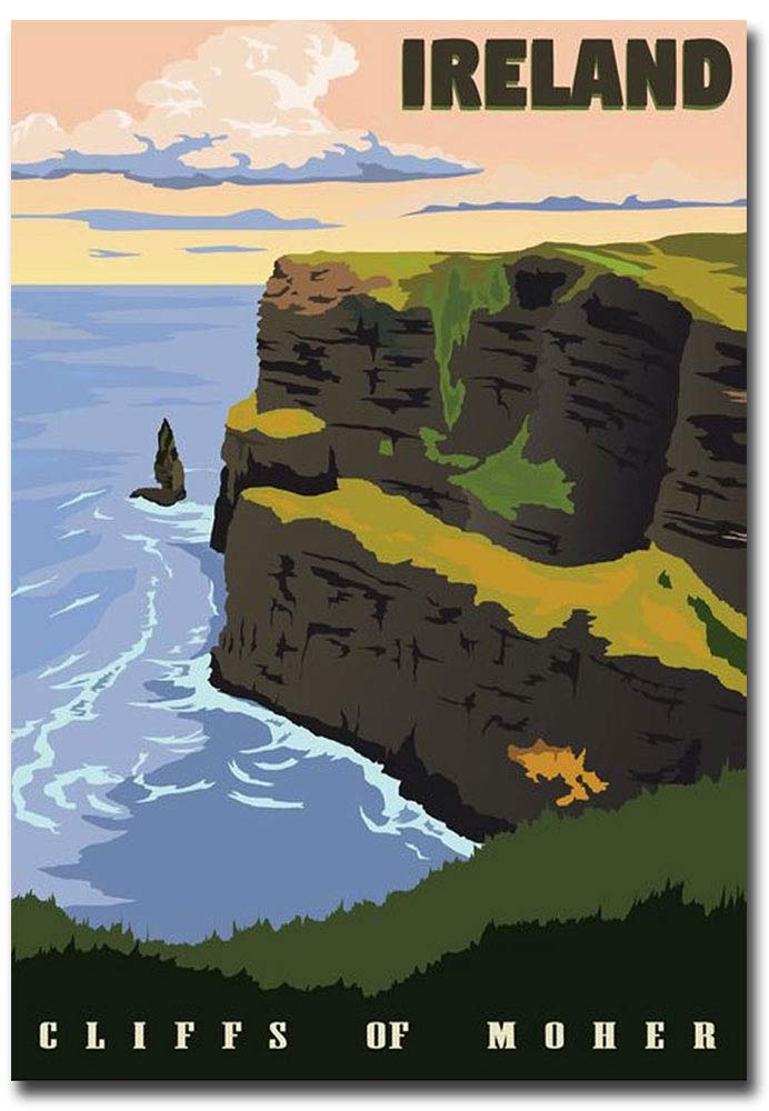 Vintage Cliffs of Moher Ireland Travel Souvenir Fridge Magnet - 2.5