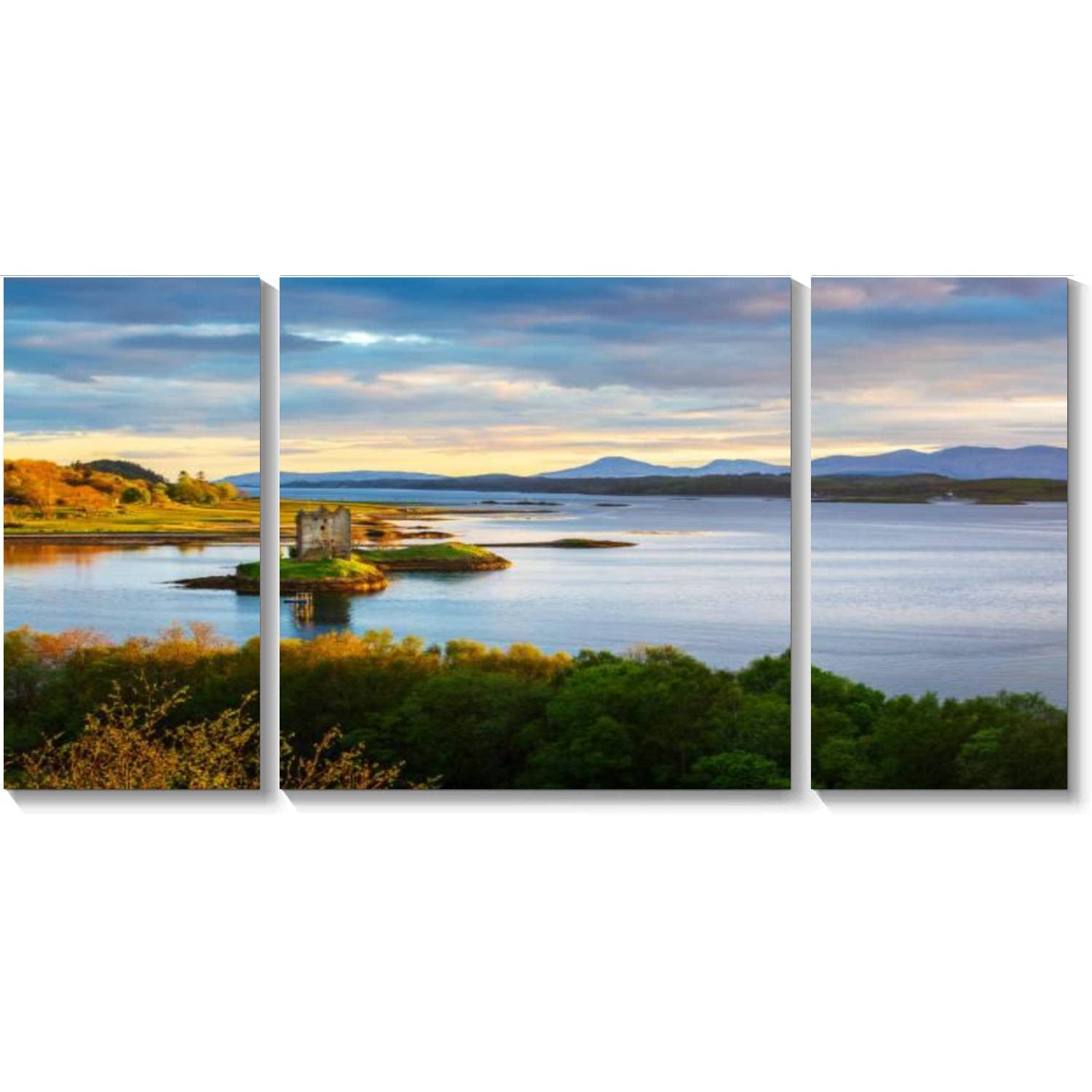 BDMPIZLNSF 3-Panel Canvas Wall Art - Castle Stalker Framed Print Painting for Living Room & Bedroom Decor | Ready to Hang Landscape Artwork | Perfect for Home, Office & Gift Giving
