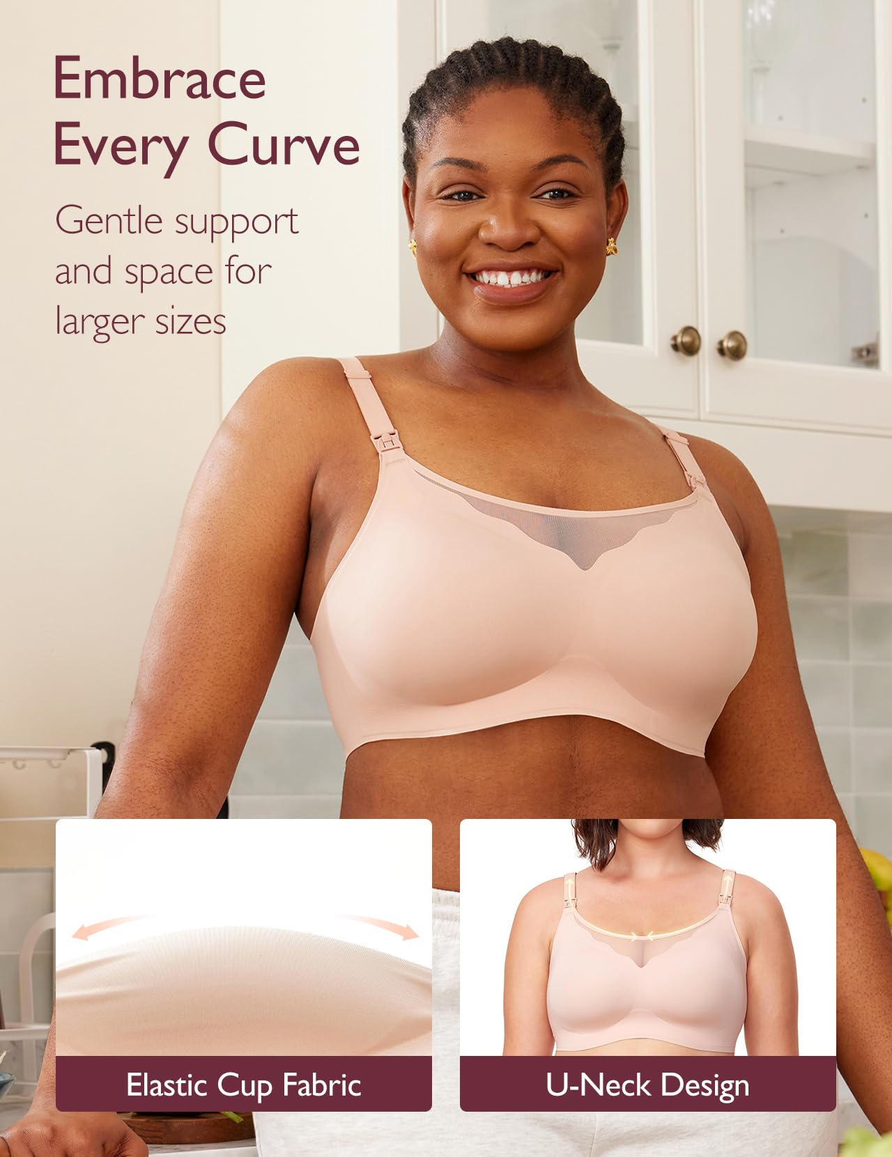 Momcozy Nursing Bras for Breastfeeding - Wireless Maternity Sleep Bra with Breathable Mesh, Comfortable Nursing Bra for Pregnancy & Postpartum - Perfect for Nighttime Nursing & Daily Wear
