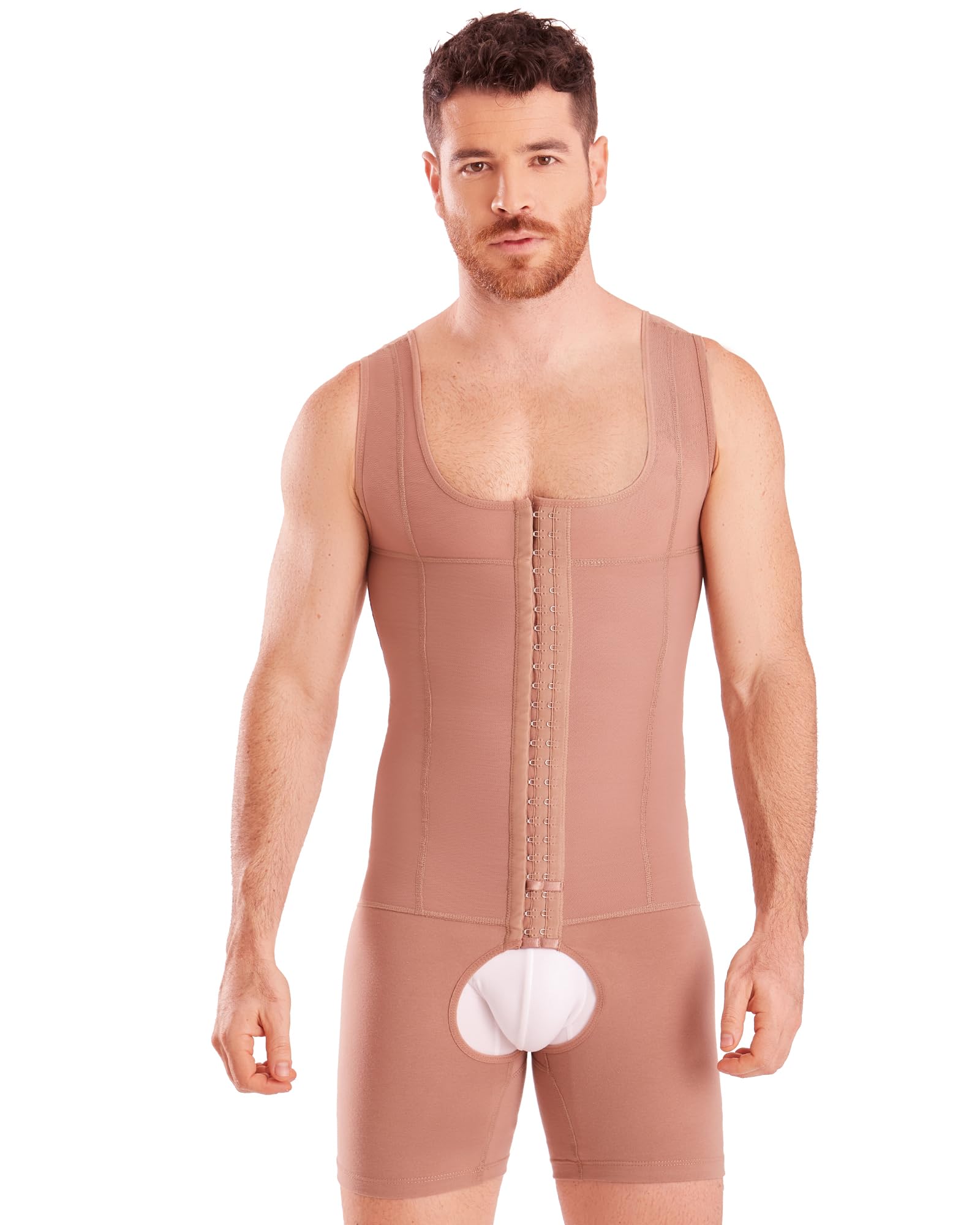 SHAPE CONCEPT Men's Shapewear 361 - Colombian Faja for Men with Stomach Compression, Hooks & Abdomen Control - Perfect for Post-Surgery, Weight Loss & Body Shaping