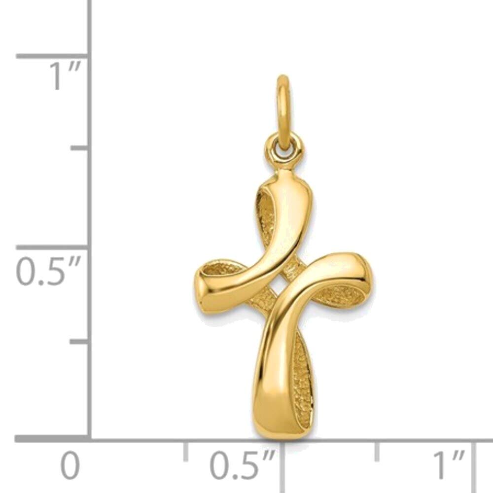 14K Yellow Gold Polished Cross Charm Pendant Necklace for Women - Perfect for Everyday Wear, Gifts & Special Occasions