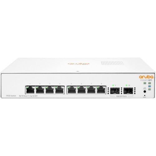 Aruba Instant On 1930 8G 2SFP Switch - 8 Port Manageable Network Switch with 4 Layer Support, 2 SFP Slots & Modular Design (11W Power) for Fiber & Twisted Pair - Ideal for Small Business Networks & Office Connectivity