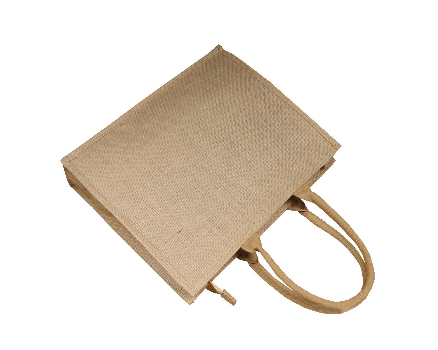 Eco-Friendly Jute Burlap Tote Bags with Handles & Zipper - 2 Pack Heavy Duty Reusable Shopping Bags for Groceries, Beach, Wedding Gifts & Everyday Use