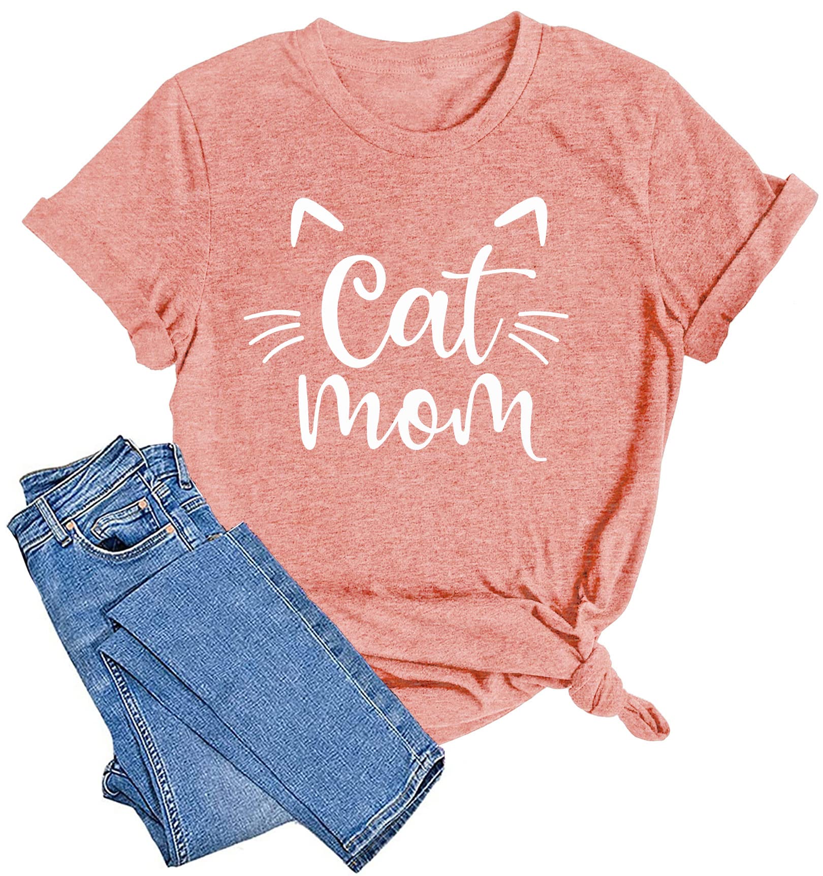 Funny Cat Mom T-Shirts for Women - Cute Cat Mama Graphic Tees - Perfect Pet Lover Gift for Cat Owners - Great for Casual Wear, Cat Cafes & Vet Visits