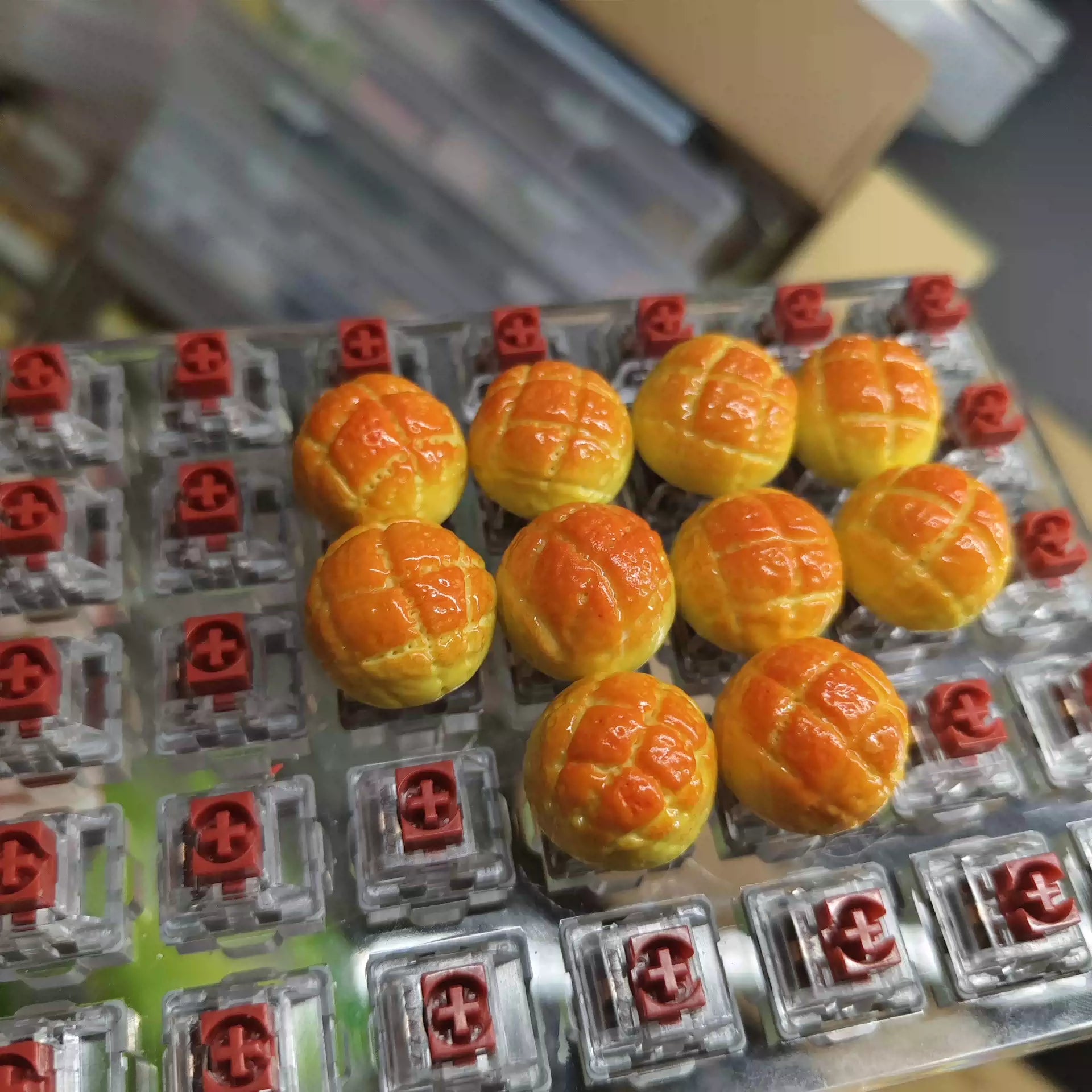 Handmade Resin Clay Food Collection Keycaps - Custom Stone Plastic Clay Artisan Keycaps for Mechanical Keyboards | Unique Keyboard Decor for Gaming & Office Use