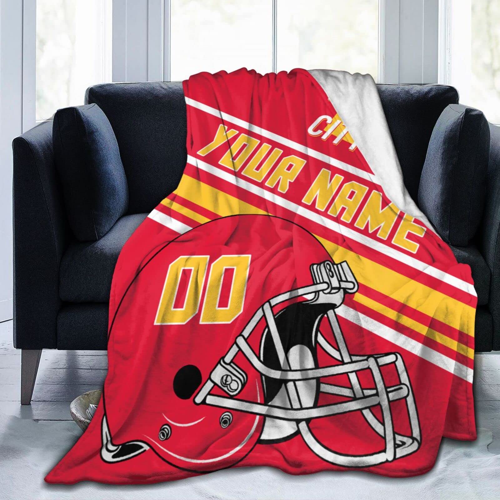 Personalized Fleece Throw Blanket - Custom Name & Number Football Fan Gift, 40