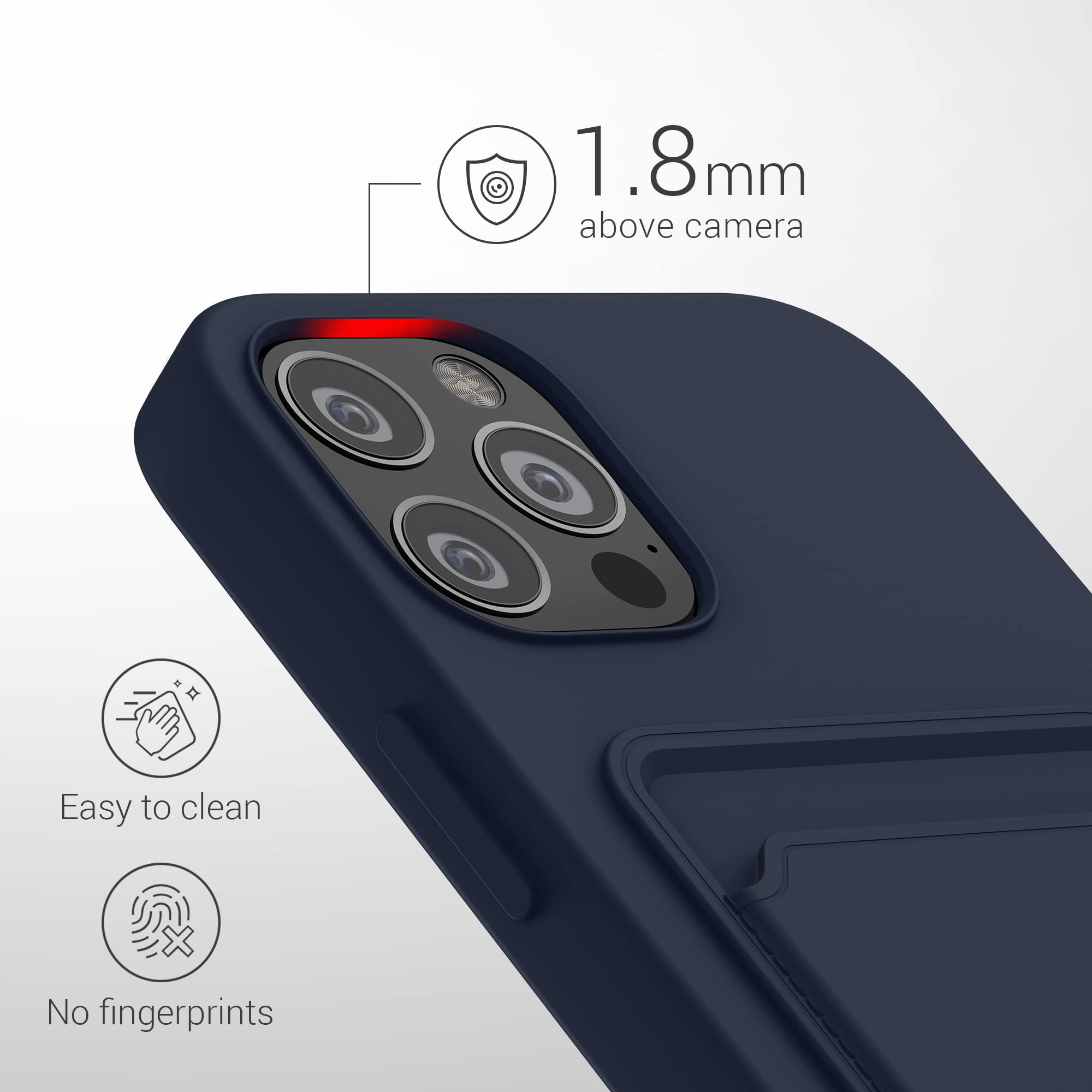 kwmobile Premium TPU Phone Case with Credit Card Holder for Apple iPhone 12 & iPhone 12 Pro - Slim Protective Cover in Dark Blue - Perfect for Everyday Use, Travel & Hands-Free Convenience