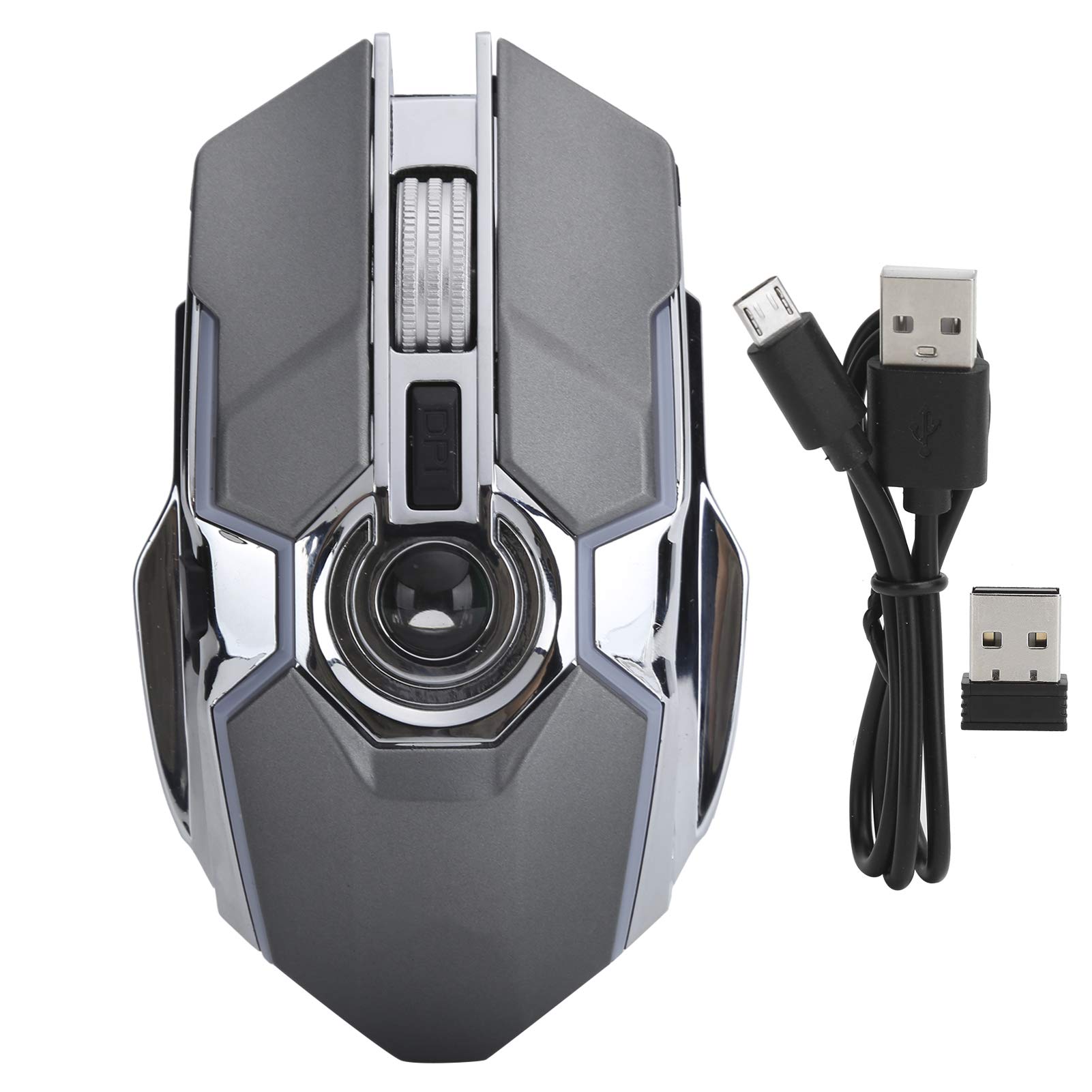 Ruining G80 Wireless Gaming Mouse - Rechargeable RGB Mouse with Large Battery for Office & Gaming | Ergonomic Gray Mouse for PC, Laptop, Mac
