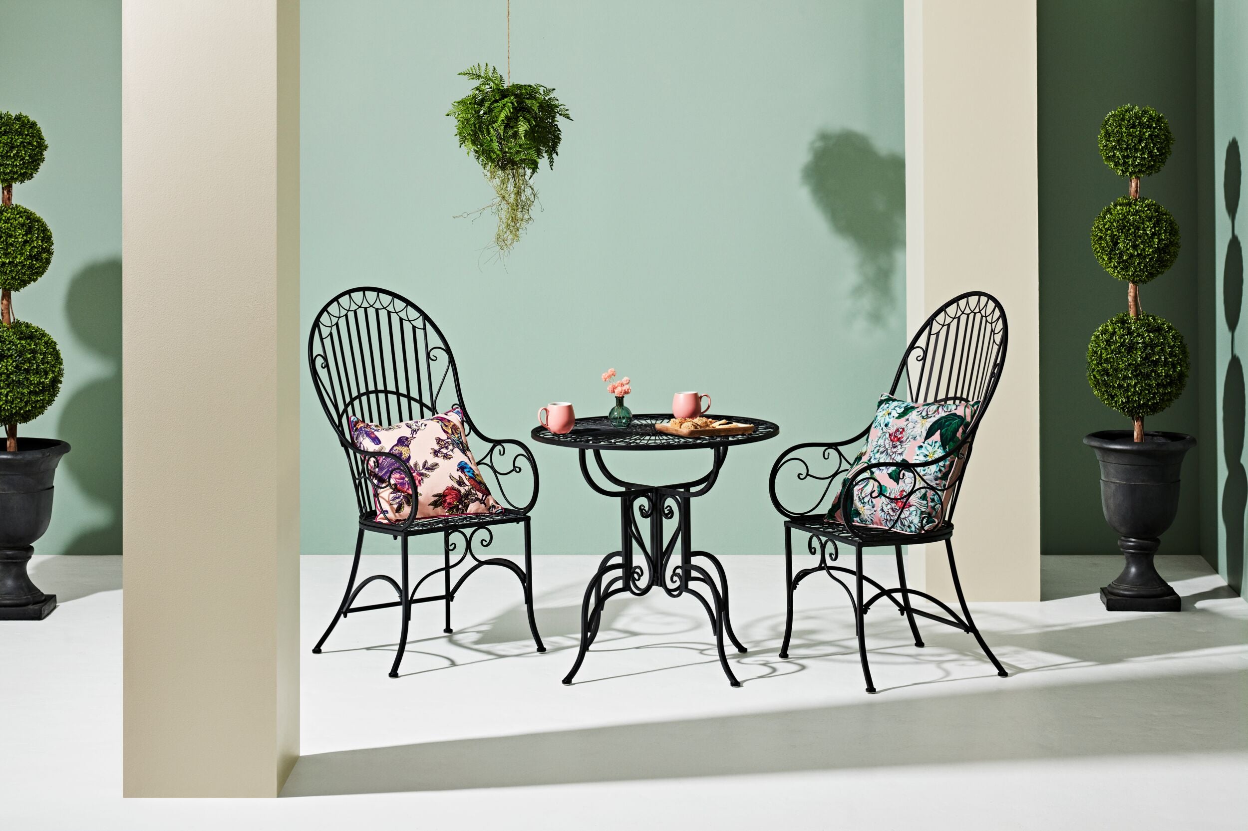 Arles Outdoor Dining Set - Black Garden Table with 2 Matching Chairs - Patio Furniture for Backyard, Deck, or Poolside Relaxation
