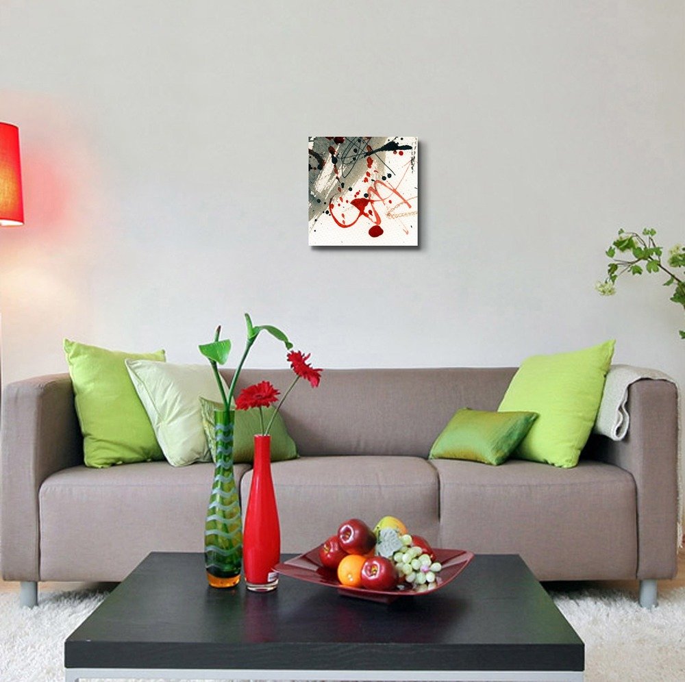 Abstract Grunge Painting Canvas Print - Modern Wall Art Decor for Living Room, Bedroom & Office - 16x16 Inch Stretched Gallery Wrap Ready to Hang - Giclee Printed Home Artwork - Perfect for Housewarming Gifts & Interior Design