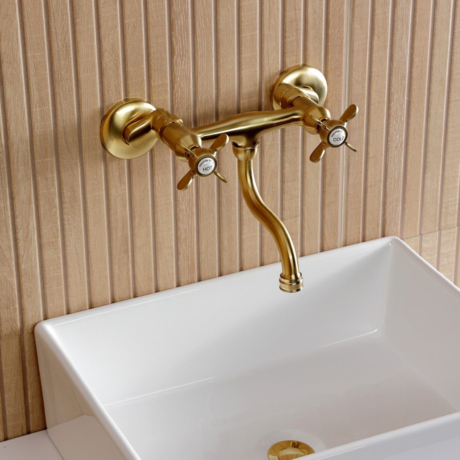 Essex Double Handle 2 Hole Wall Mount Bathroom Faucet - Chrome Finish for Modern Bathrooms | Perfect for Vanity Sinks & Powder Rooms