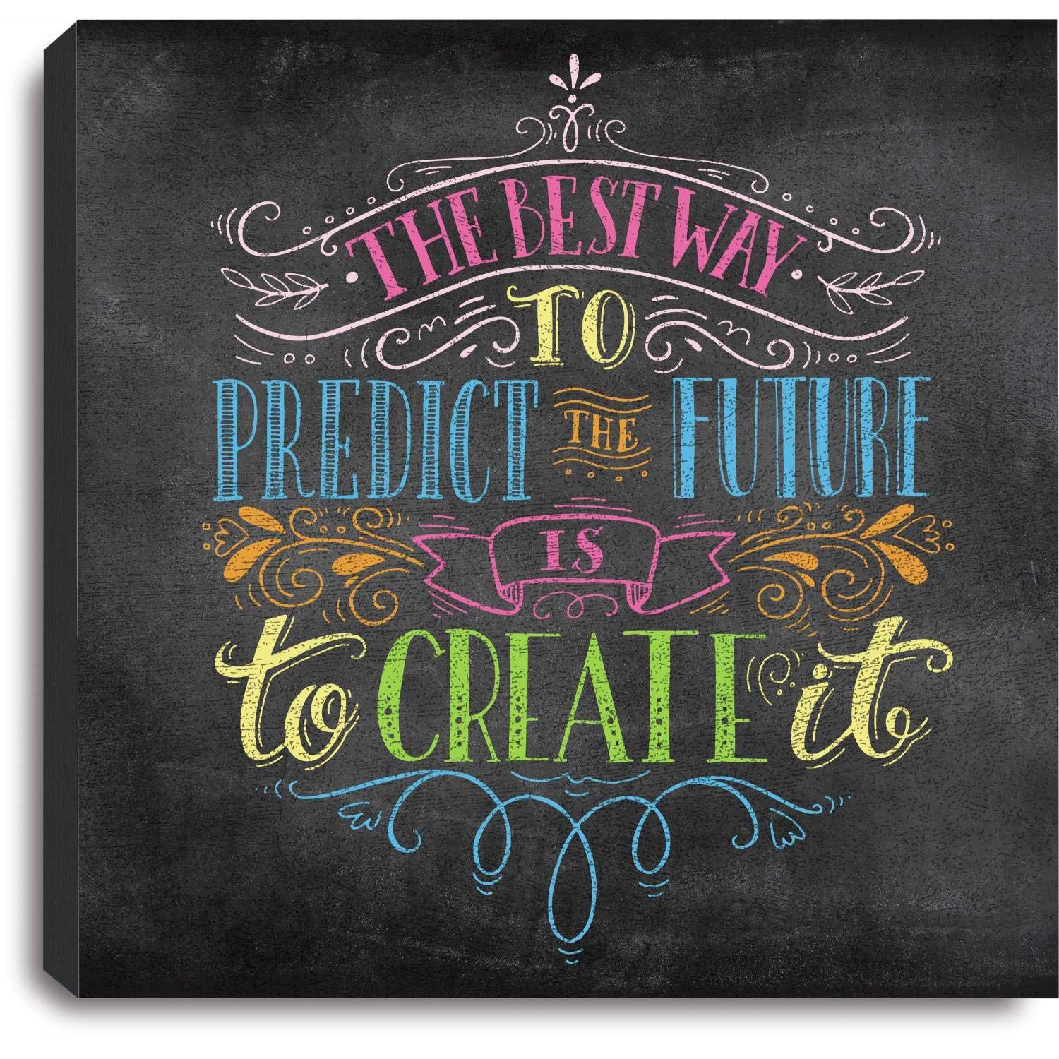 RoomMates Colorful Chalk Quote Canvas Wall Art - Inspirational Home Decor for Living Room, Bedroom & Office
