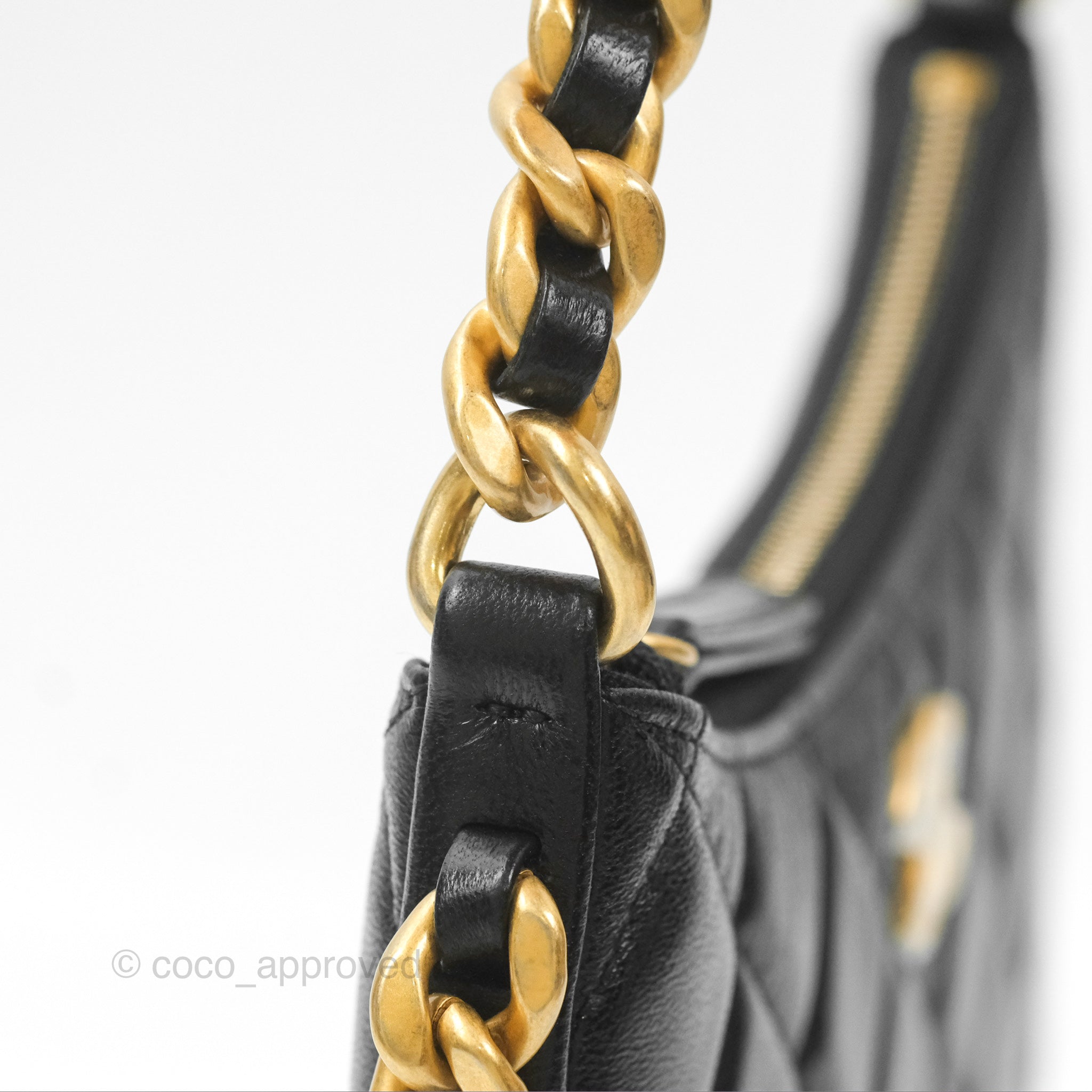 Chanel Chain Around Hobo Bag Black Lambskin Leather with Aged Gold Hardware 23B - Luxury Shoulder Bag for Women, Perfect for Evening Parties & Date Nights