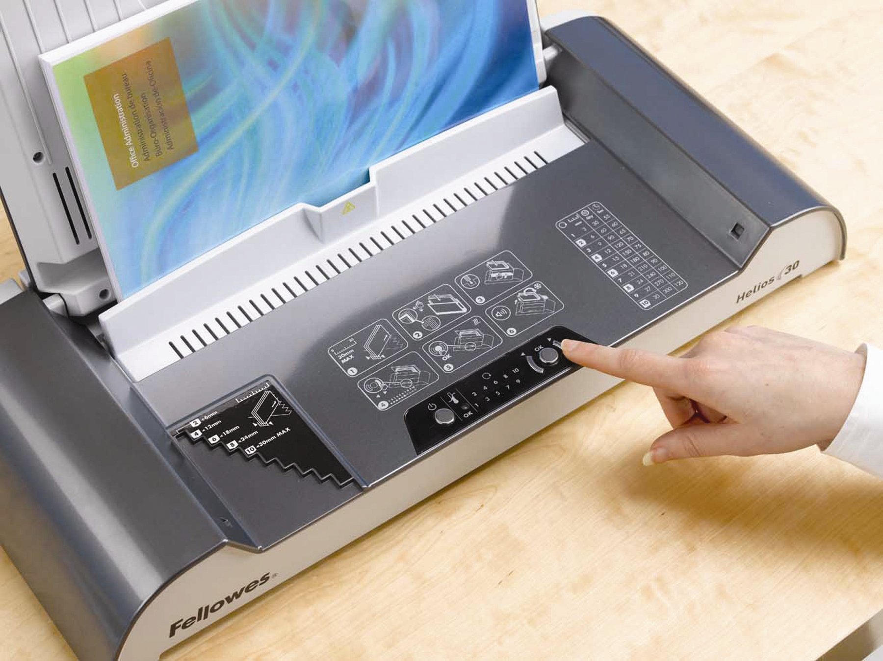 Fellowes Helios 30 Thermal Binding Machine - 300 Sheet Capacity, 4-Minute Heat Up, Sleep Mode & Safety Features for Office Documents | A4 Paper Binder for Reports, Presentations & Professional Documents (Graphite)
