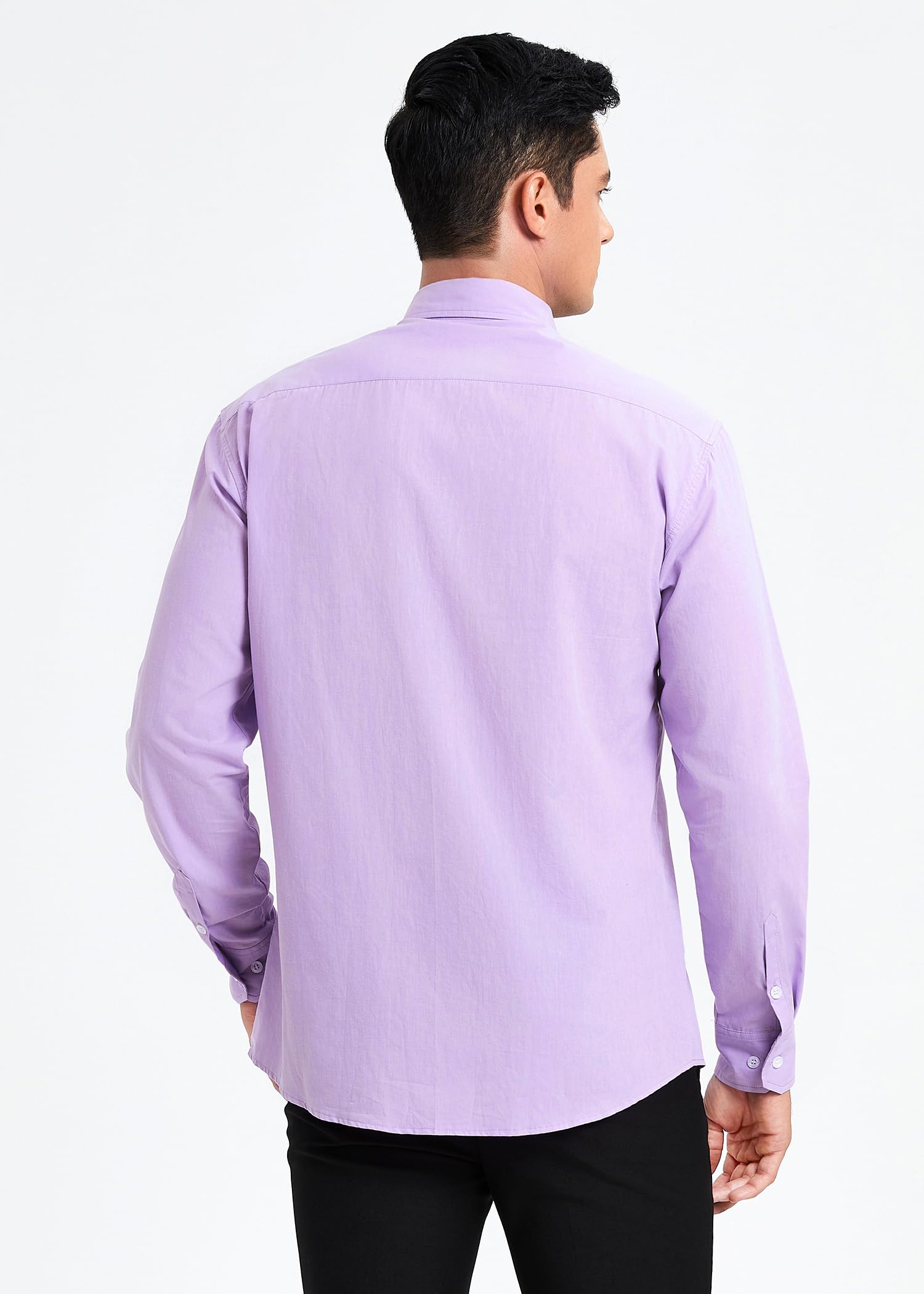 HISDERN Men's Long Sleeve Dress Shirts - Slim Fit Button Down Business Casual Shirt with Pocket | Office Wear, Formal Events & Professional Work Attire