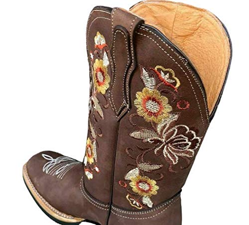 Dona Michi Women's Western Cowgirl Boots - Genuine Leather Square Toe Rodeo Boots for Country Dancing, Horse Riding & Casual Wear