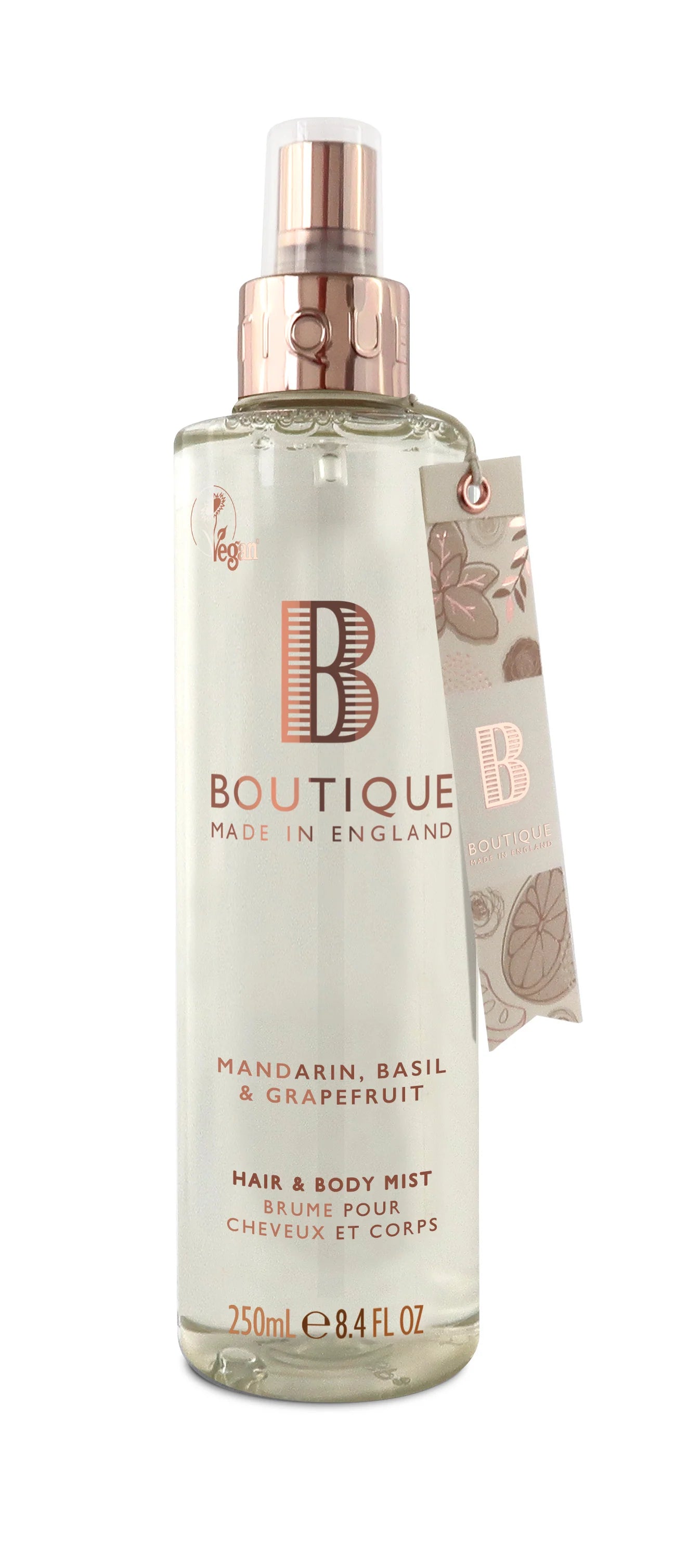 Grace Cole Mandarin, Basil & Grapefruit Hair & Body Mist 250ml - Refreshing Citrus Scent for Women & Men - Perfect for Daily Use, Gym, Travel & Spa Relaxation