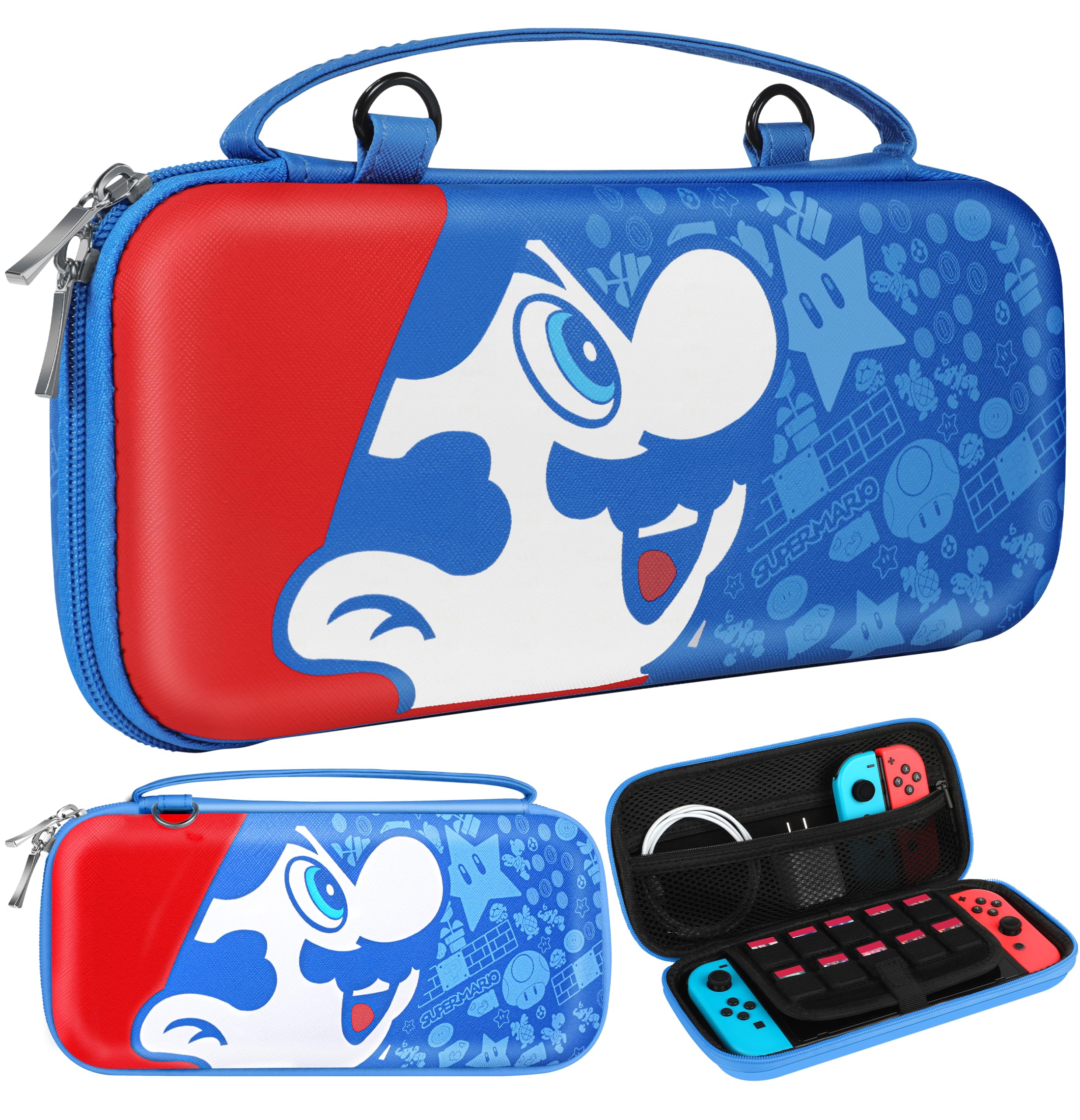 Cute Nintendo Switch/Switch OLED Carrying Case - Portable Hard Shell Travel Storage Bag for Teen Boys & Girls | Funny Cartoon Design | Protective Pouch for Switch Accessories (Blue Mali) - Perfect for Travel, School & Gaming On-The-Go