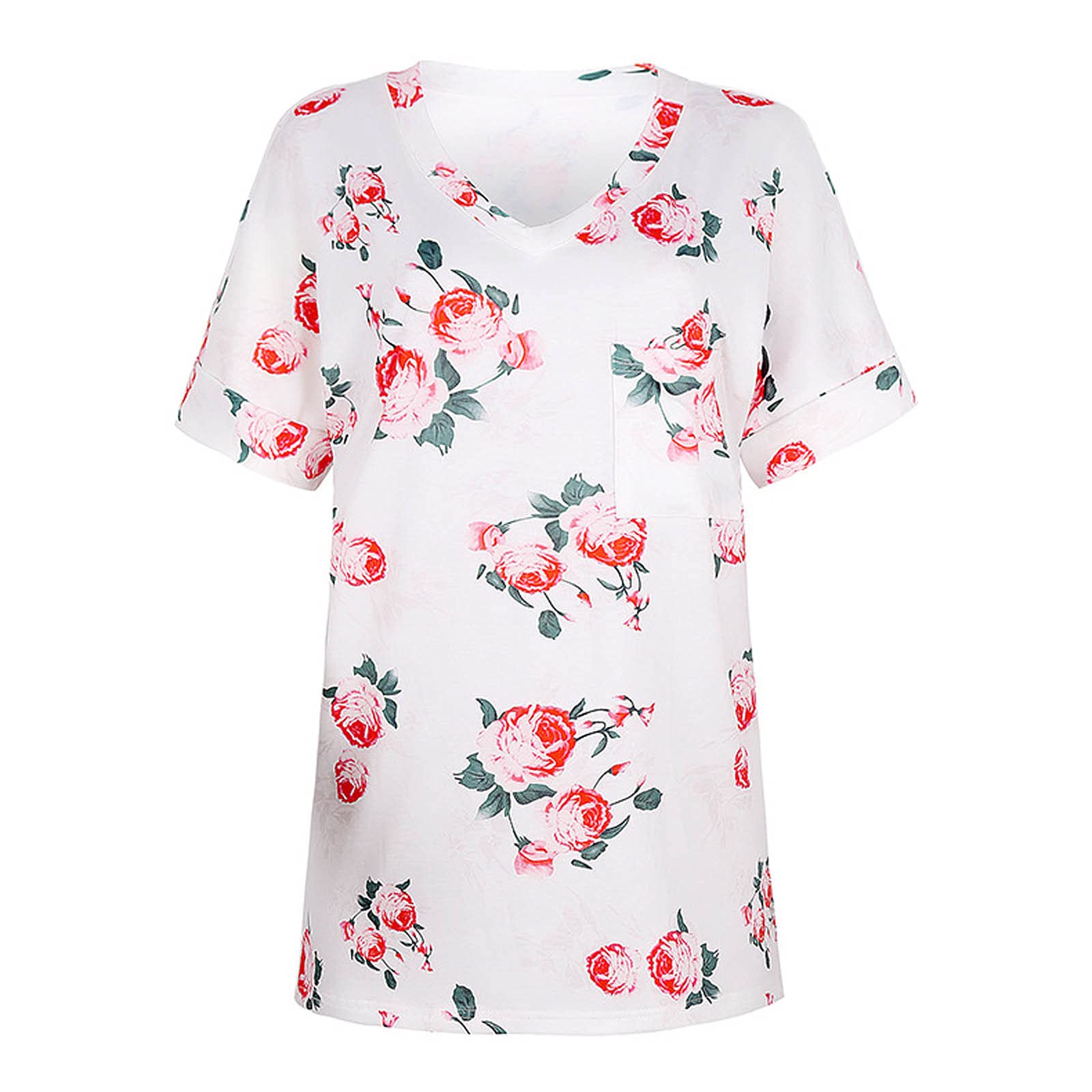 Women's Floral Boho Blouse - Batwing Sleeve Loose Fit T-Shirt with Knot Front Detail | Casual Summer Tops for Beach, Vacation & Everyday Wear