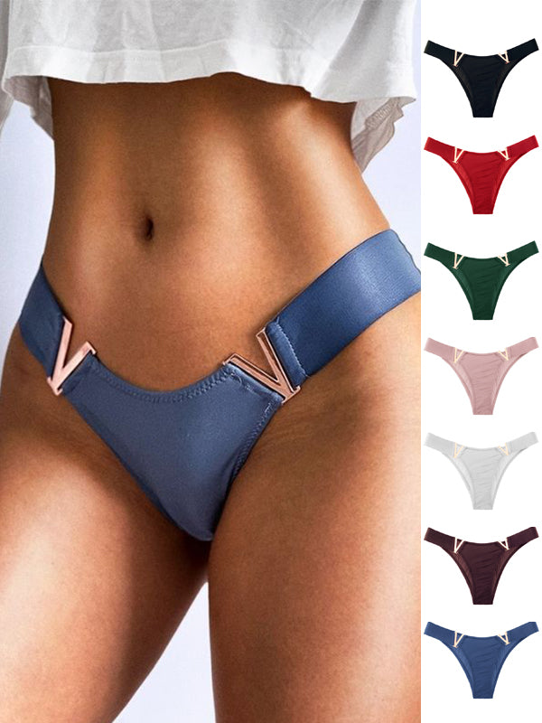 ZASUWA Women's V-Neck Solid Color Underwear - Comfortable & Breathable Panties for Daily Wear, Yoga, and Sleep