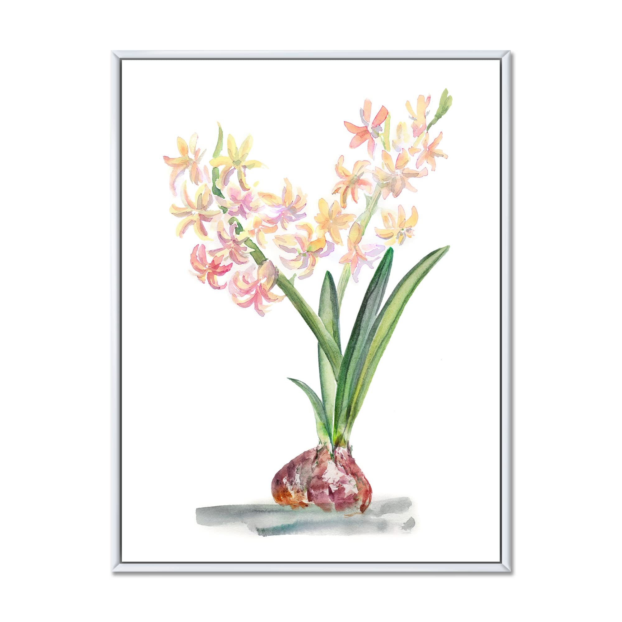 Blossoming Hyacinth Spring Floral Canvas Wall Art Print - Traditional Framed Home Decor for Living Room, Bedroom & Office