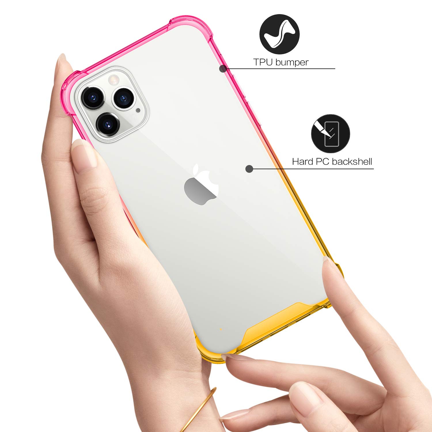 SALAWAT iPhone 12 Pro Case 6.1 Inch - Clear Gradient Slim Protective Cover with Reinforced TPU Bumper & Hard PC Back | Shockproof | Pink Gold | Perfect for Everyday Use, Work & Travel