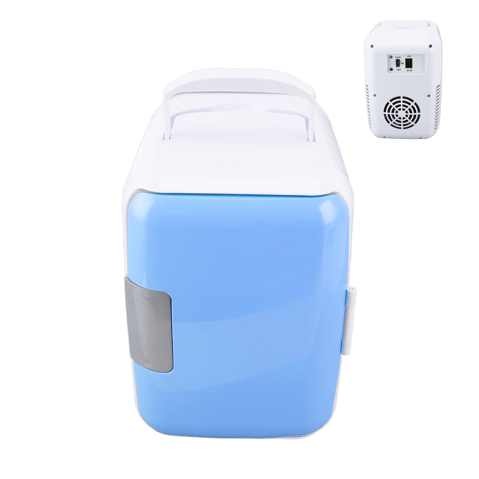 EMUKOEP 4L Portable Mini Car Fridge - Durable ABS Cosmetic & Food Storage with Detachable Partitions - Compact Travel Fridge for Cars, Camping & Road Trips (Blue)