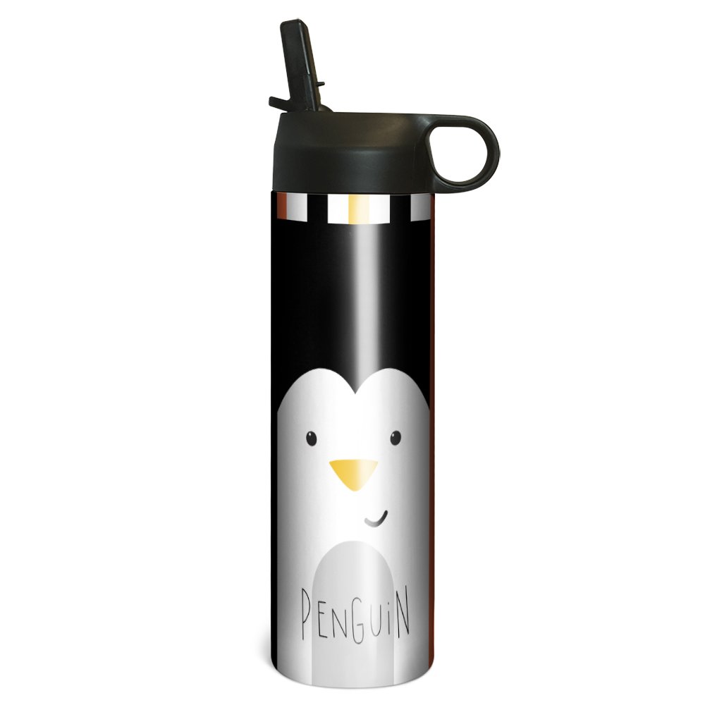 Tree-Free Greetings Penguin Animoji Vacuum-Insulated Stainless Steel Tumbler with Internal Straw - 17oz Leakproof Travel Mug for Hot & Cold Drinks, Gym, Office & Outdoor Activities
