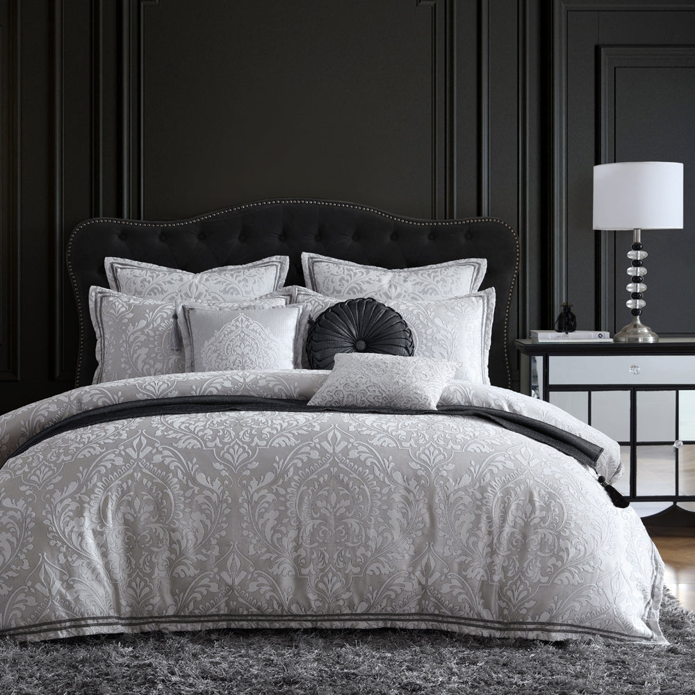 Premium Alexander Silver Quilt Cover Set - King Size Bedding with Soft Microfiber for Luxurious Comfort | Perfect for Master Bedroom, Guest Room & Hotel Decor