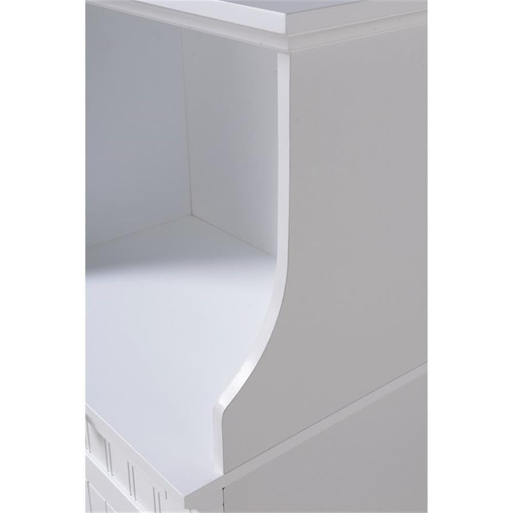 White Small American Furniture Classics 25503 OS Microwave & Coffee Maker Utility Cabinet with Drawer - Perfect for Home Office & Kitchen Storage