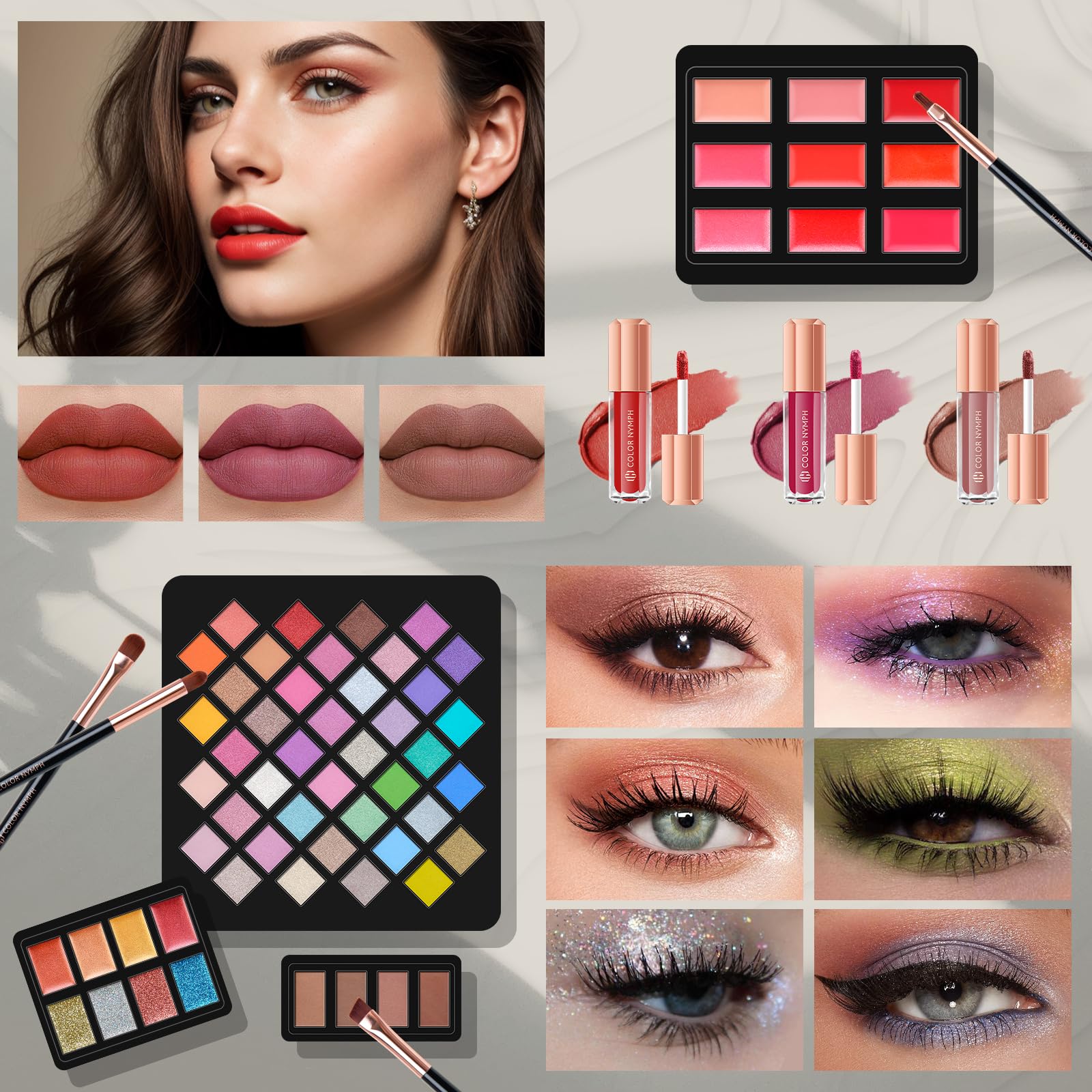 **Professional All-in-One Makeup Kit for Women – Complete Cosmetic Gift Set with Eyeshadow Palette, Lip Gloss, Blush, Pencils & Brushes in White Train Case with Mirror – Perfect for Travel, Bridal, and Everyday Makeup**