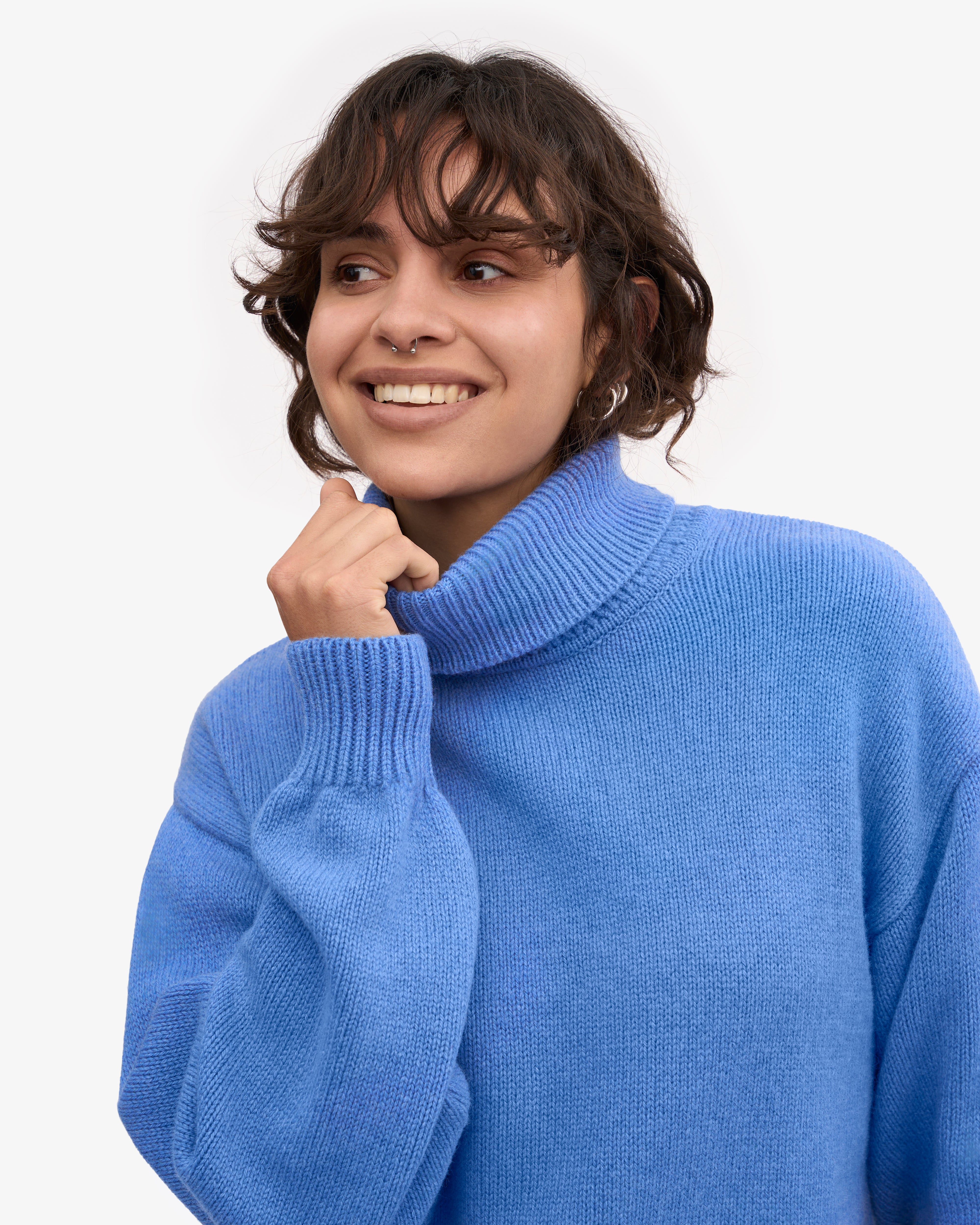 Premium Merino Wool Turtleneck Sweater for Women & Men - Soft Thermal Winter Pullover in Pacific Blue | Cozy Office Wear & Outdoor Activities