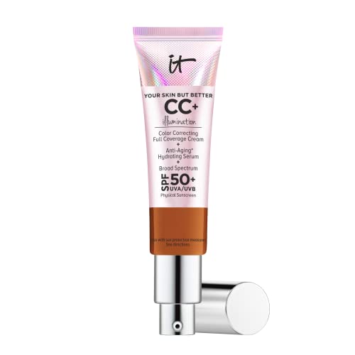 IT Cosmetics Your Skin But Better CC+ Cream Illumination - Full Coverage Color Correcting Foundation with SPF 50+, Hydrating Serum & Radiant Finish - 1.08 fl oz - Perfect for Daily Wear, Special Occasions & Sun Protection