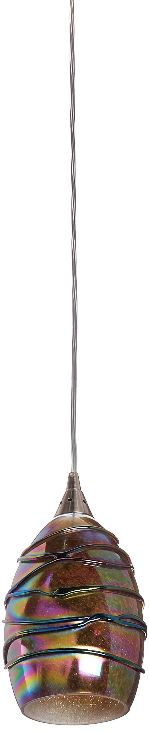 Elk Home Vines Mini Pendant Light - 1-Light Satin Nickel Finish with Tan Glass & Glass Wrap, Transitional Style Ceiling Fixture for Kitchen Island, Dining Room, or Entryway Lighting