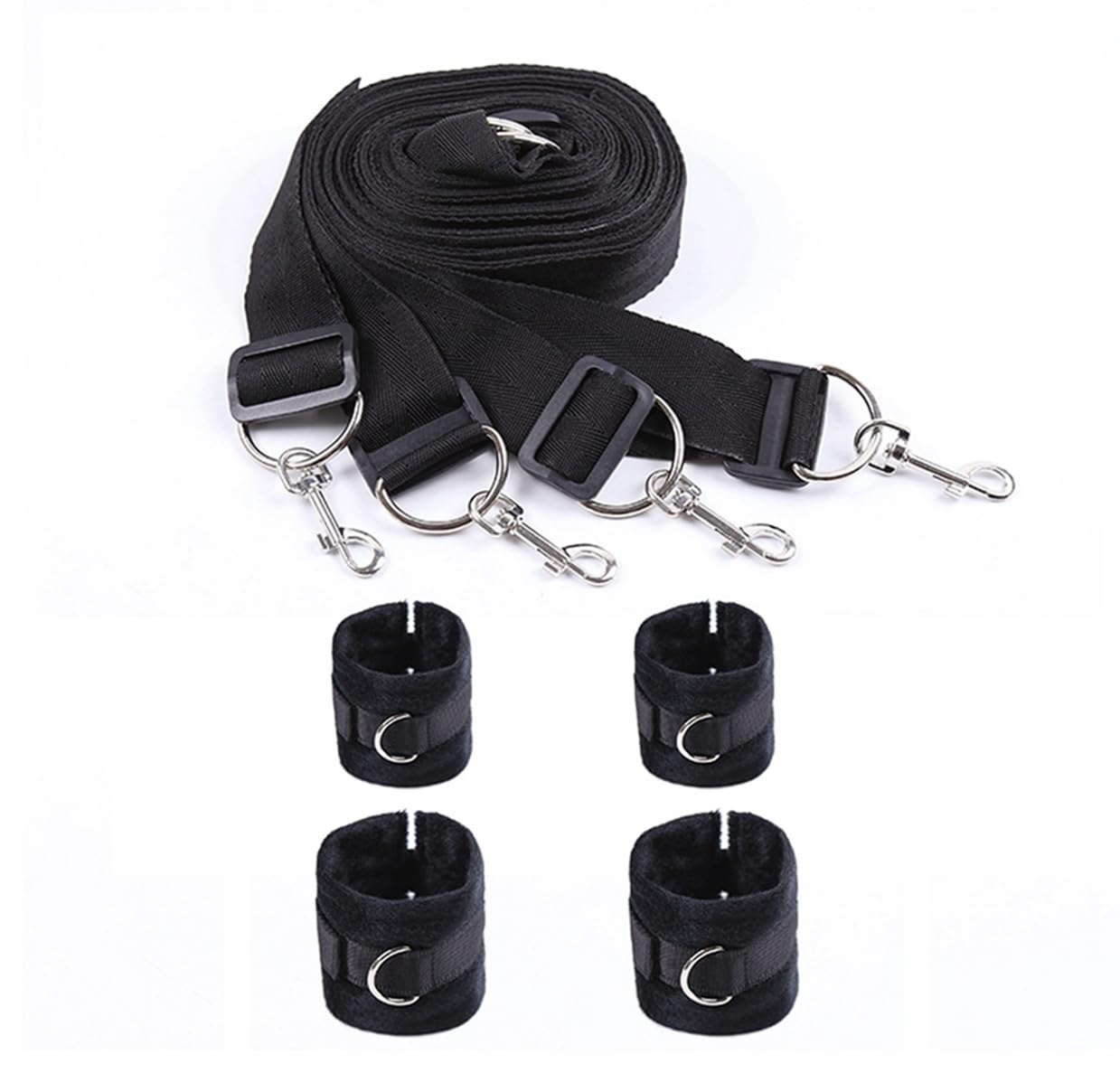 **Queen Size Bed Restraints for Couples – Adjustable Bondage Kit with Hand & Foot Cuffs – King Bed Restraint Set for BDSM, Submissive Play & Spicing Up Intimacy – Perfect for Roleplay & Sensory Exploration**