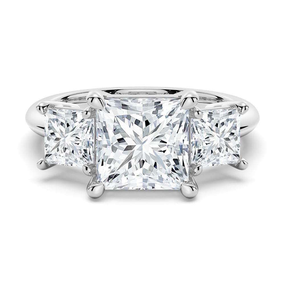 Princess Cut Three Stone Moissanite Engagement Ring - 14K White Gold Wedding Band for Women | Perfect Proposal, Anniversary & Bridal Jewelry Gift