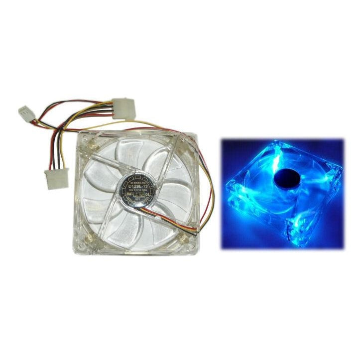 Yate Loon 120mm x 120mm x 25mm Clear Case Fan with Blue LED - D12SL-12 High Airflow PC Cooling Fan for Gaming PC, Computer Case & CPU Cooler