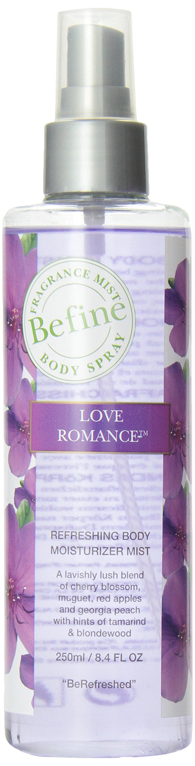 Befine Love Romance Refreshing Body Moisture Mist for Women - 8.4oz Hydrating Spray with Natural Ingredients | Perfect for Dry Skin, Post-Workout Refresh & Summer Hydration
