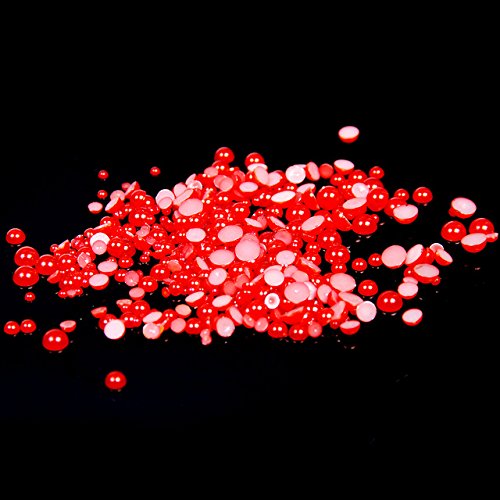 2mm Half Round Pearls - 1000pcs Flatback Resin Beads for DIY Jewelry, Nail Art & Decorations | Shiny Glue-On Pearls in 23 Colors (Including Red) | Perfect for Crafting, Scrapbooking & Home Decor Projects